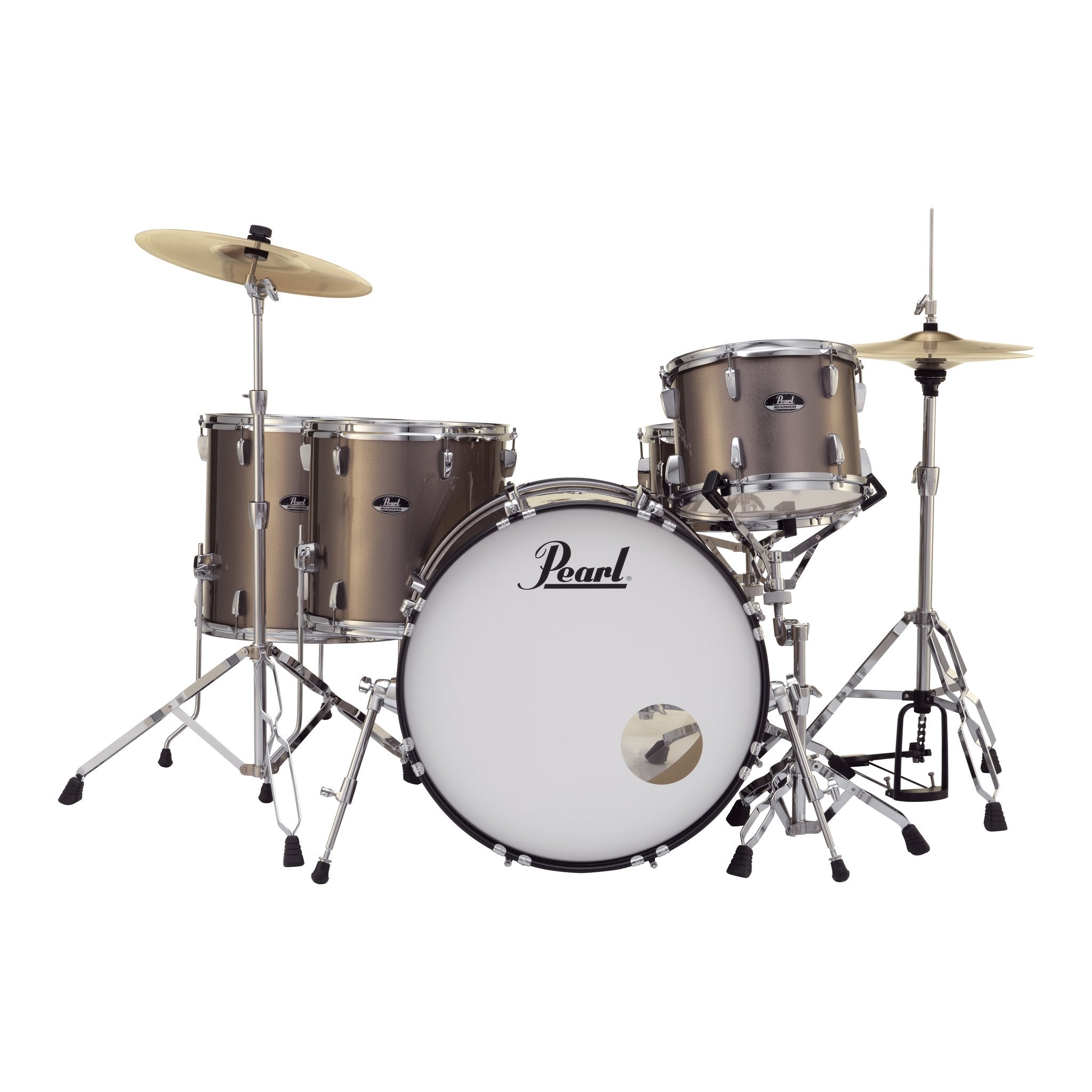Pearl Roadshow 5-piece Rock Drum Set with Hardware and Cymbals - 22" Bass Drum - Bronze Metallic - Image 3