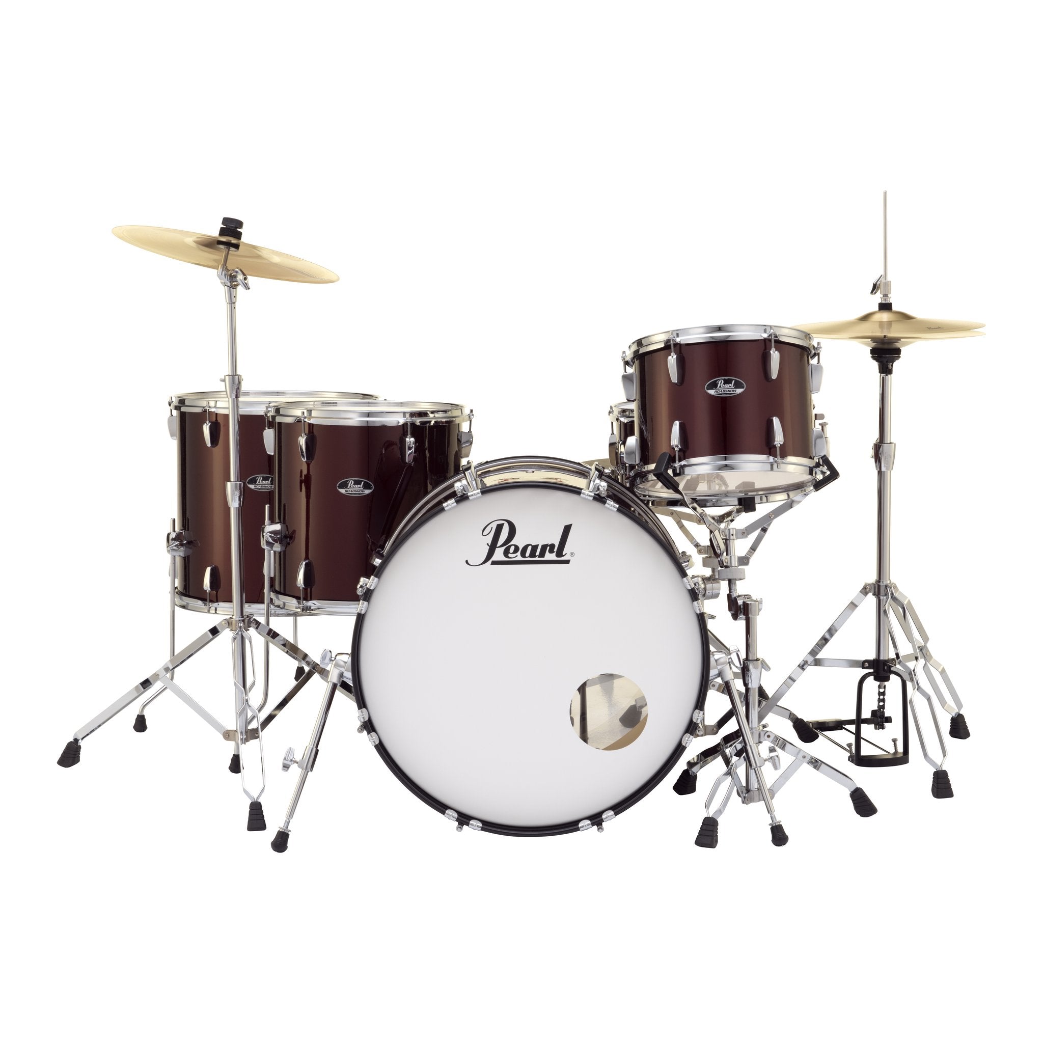 Pearl Roadshow 5-piece Rock Drum Set with Hardware and Cymbals - 22" Bass Drum - Wine Red - Image 3