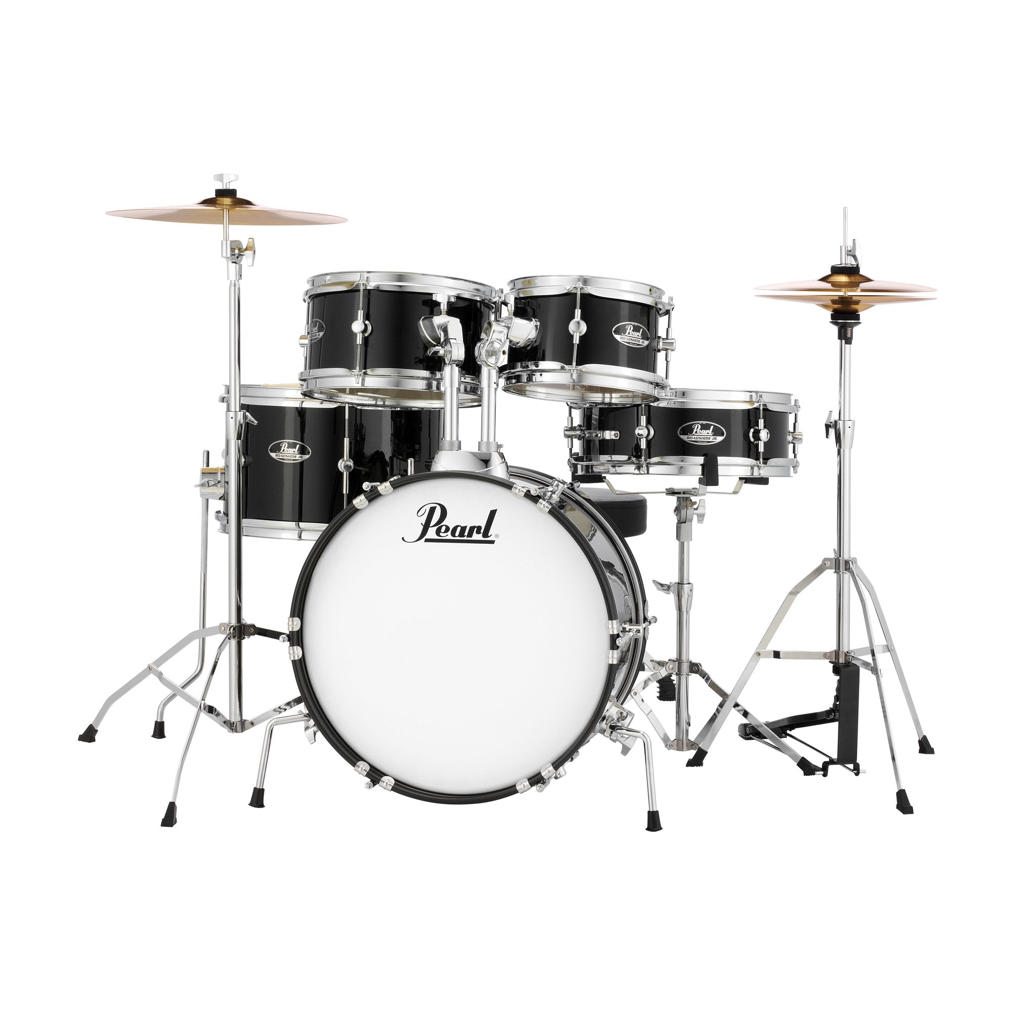 Pearl Roadshow Jr. 5-piece Drum Set with Hardware and Cymbals - 16" Bass Drum - Jet Black - Image 3