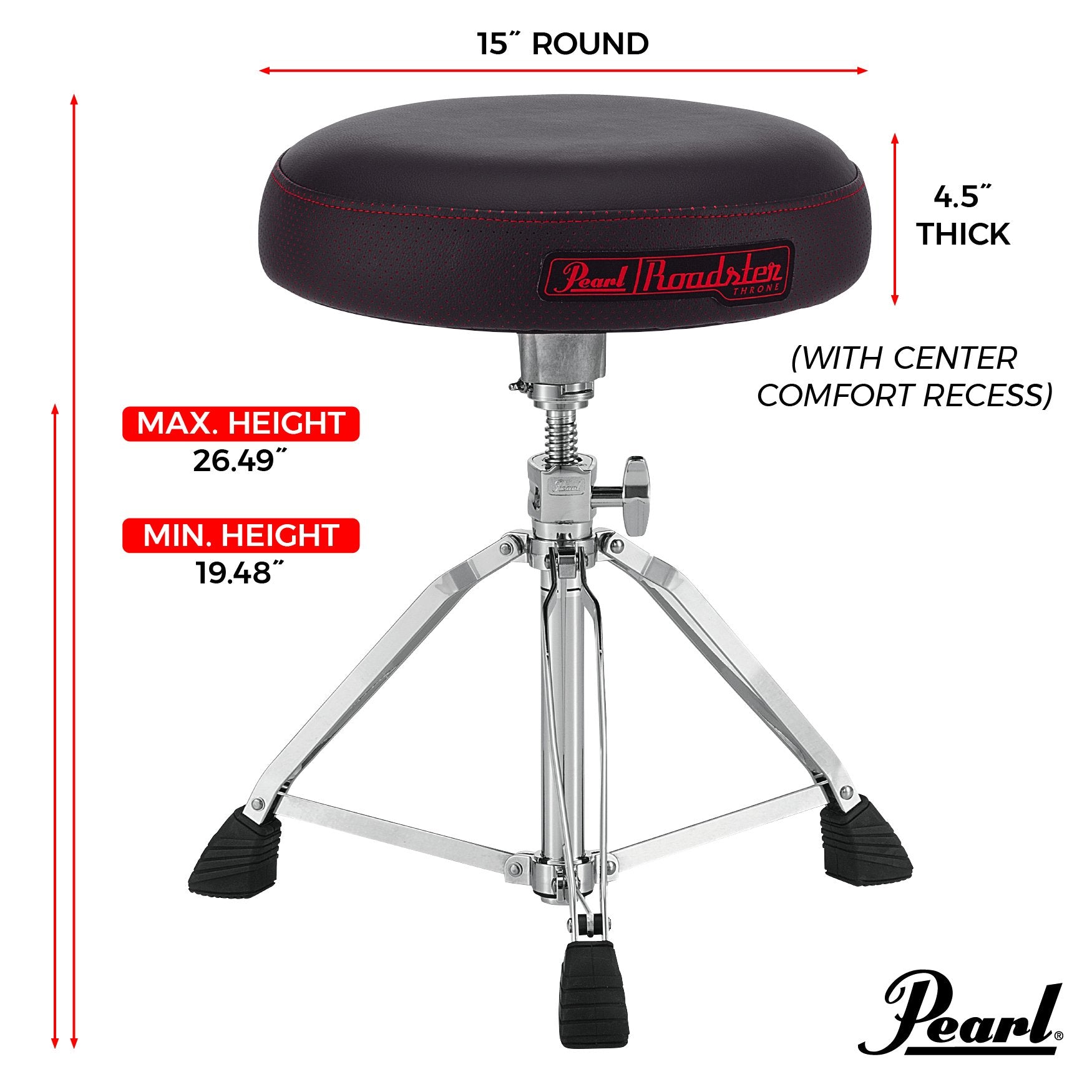 Pearl Roadster Multi-Core Round Drum Throne (D1500) - Image 7