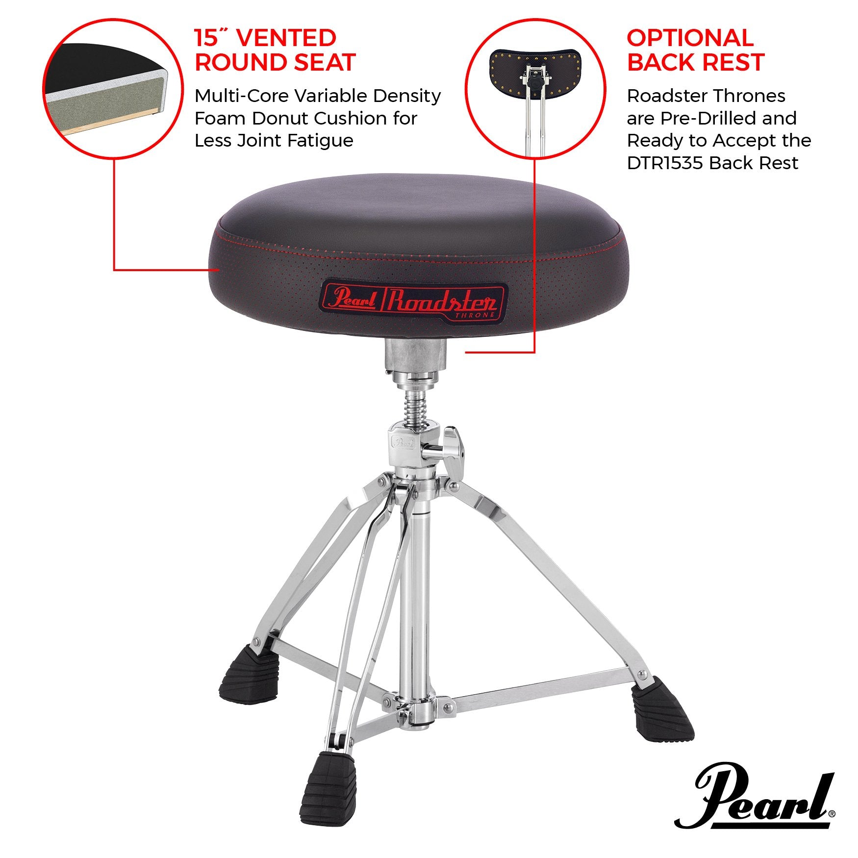 Pearl Roadster Multi-Core Round Drum Throne (D1500) - Image 8