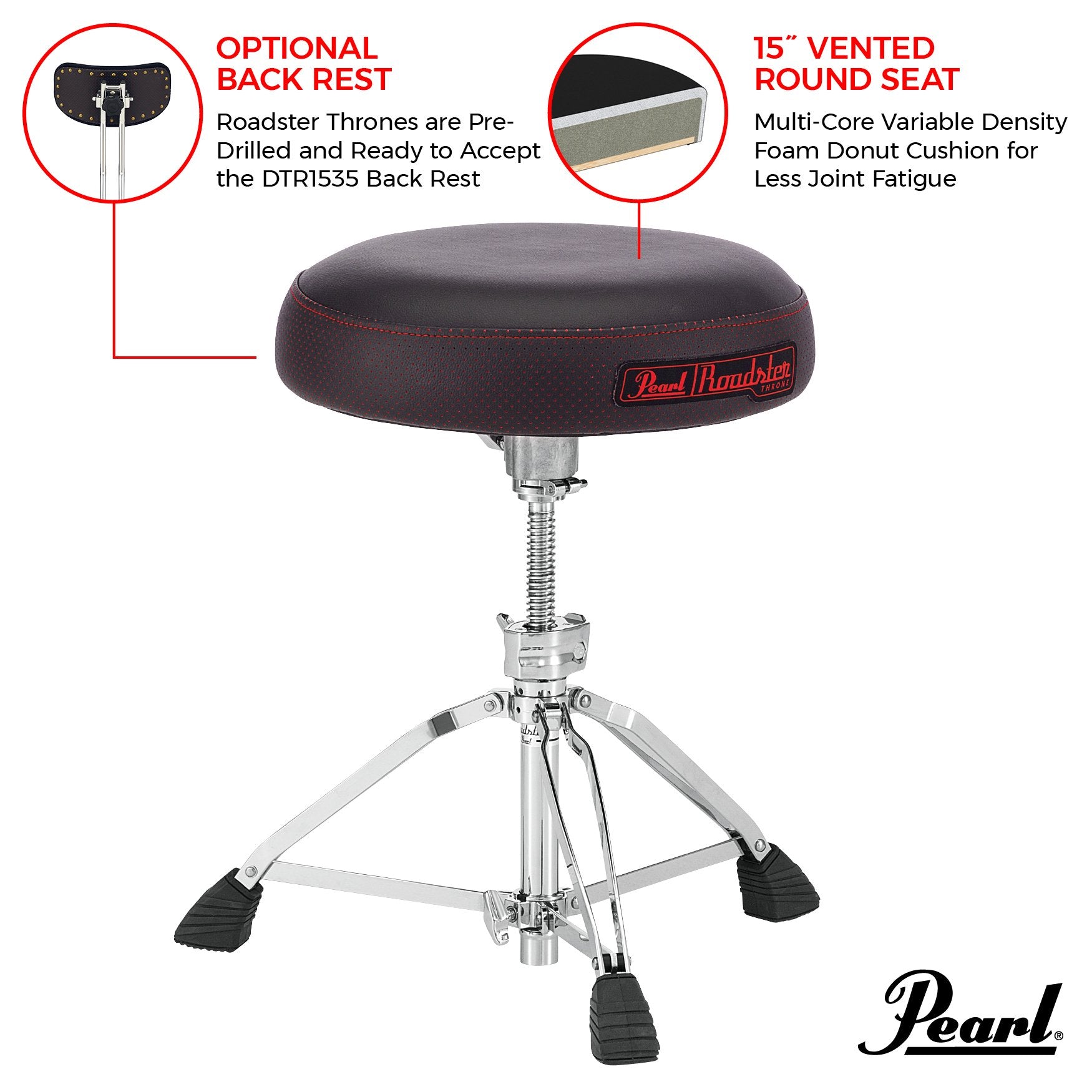 Pearl Roadster Multi-Core Round Short Drum Throne (D1500S) | Steve