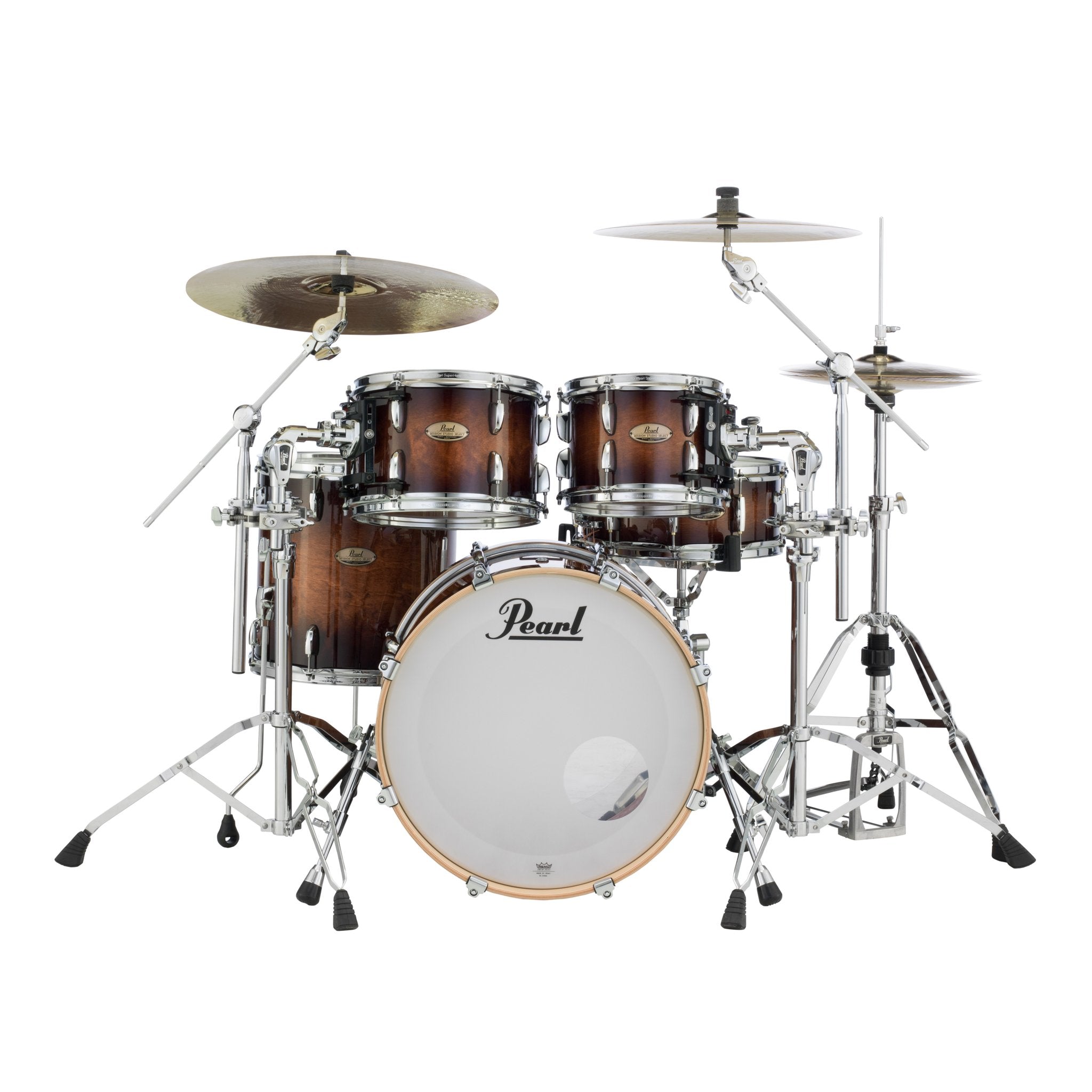 Pearl Session Studio Select 4-piece Drum Set Shell Pack - 20" Bass Drum - Gloss Barnwood Brown - Image 1