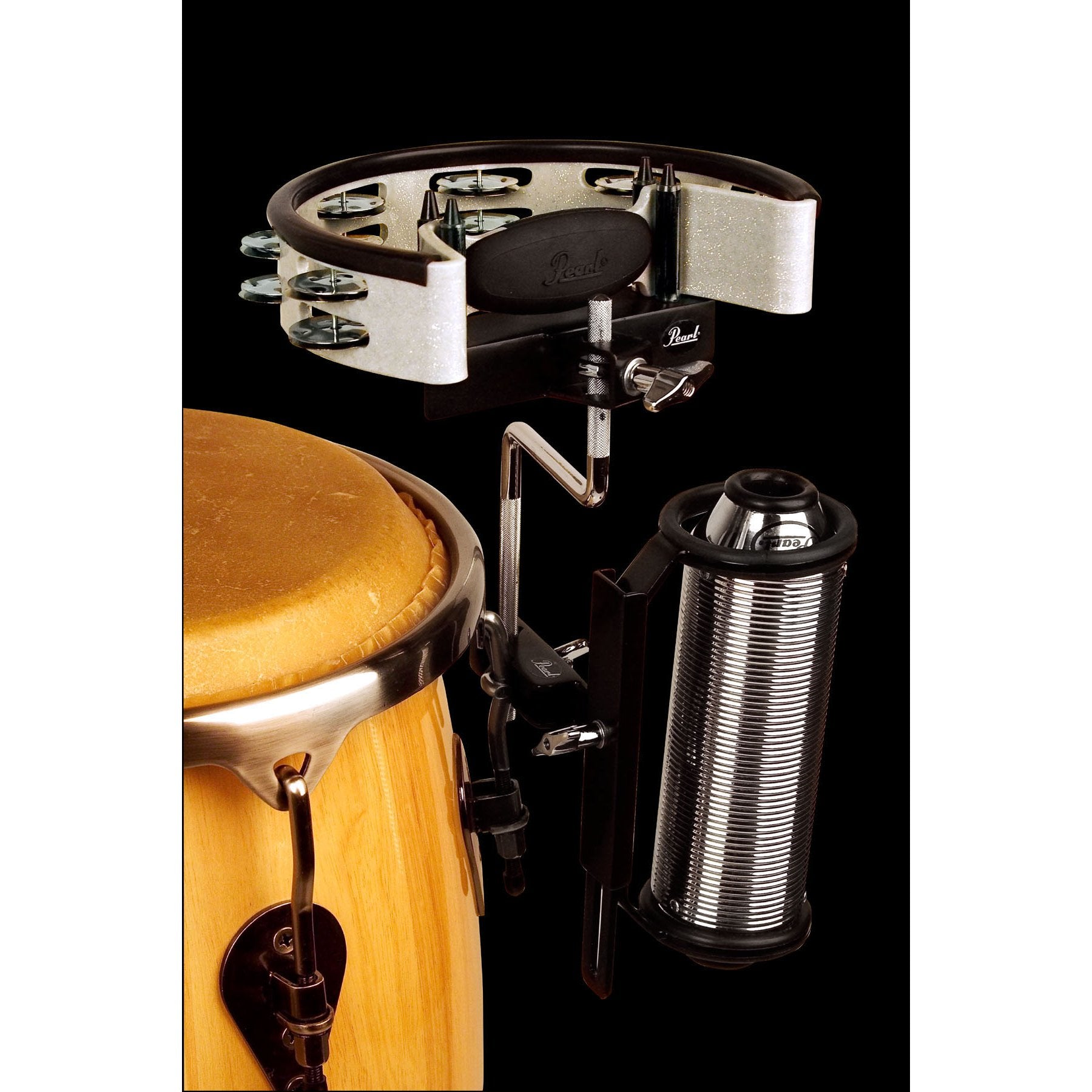 Pearl Universal Guiro Holder Mounted on Conga with Guiro
