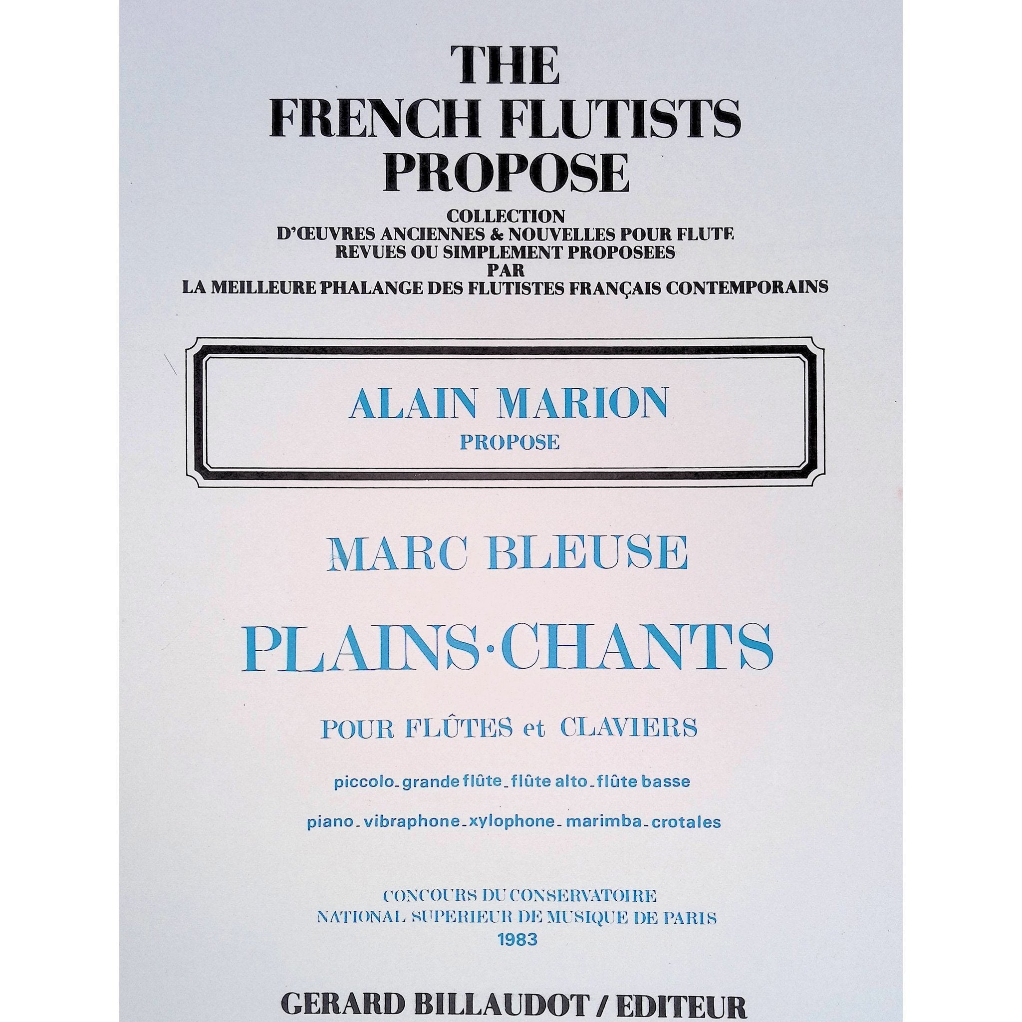 Plains Chants Marc Bleuse