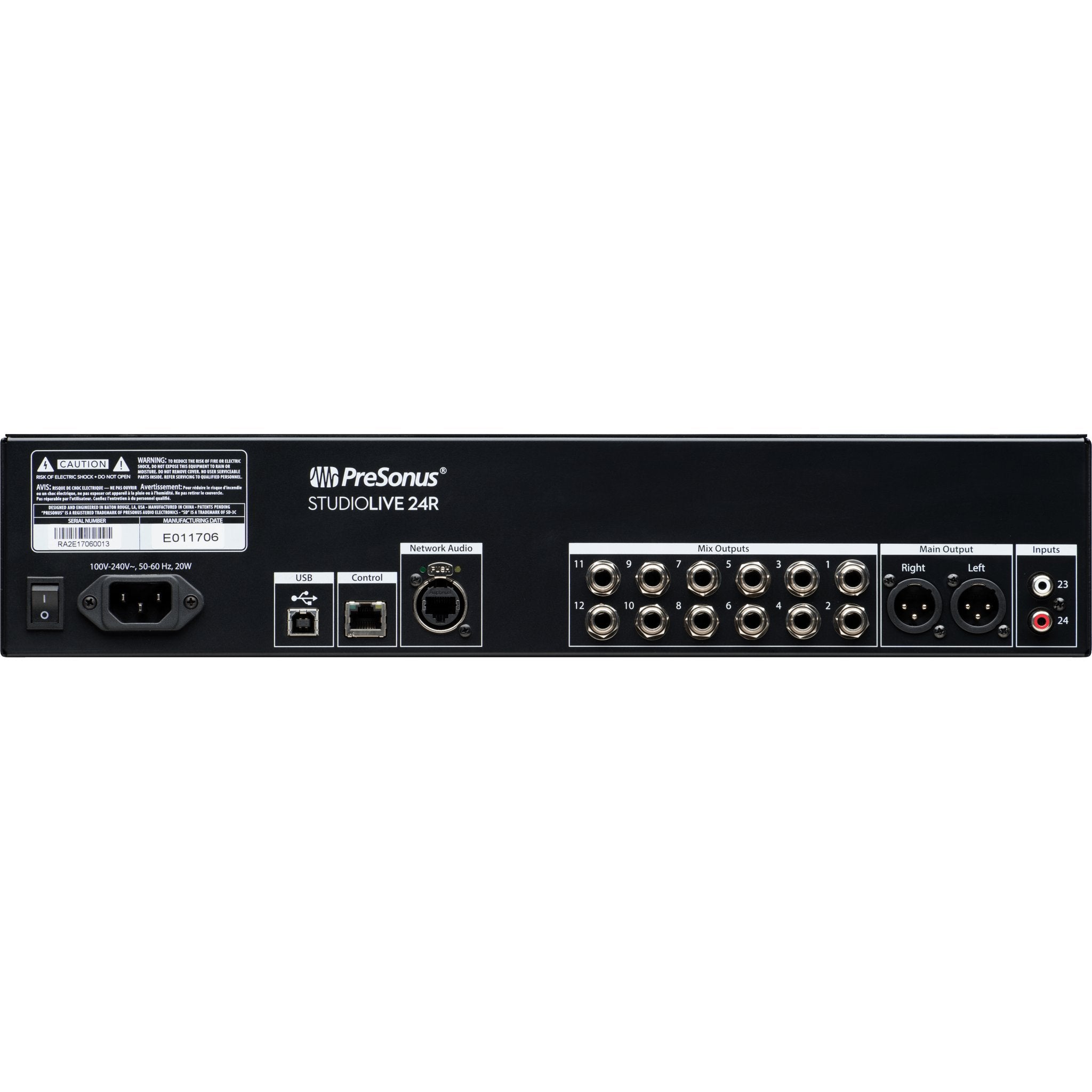 Presonus  StudioLive 24R Digital Rack Mixer Rear Panel