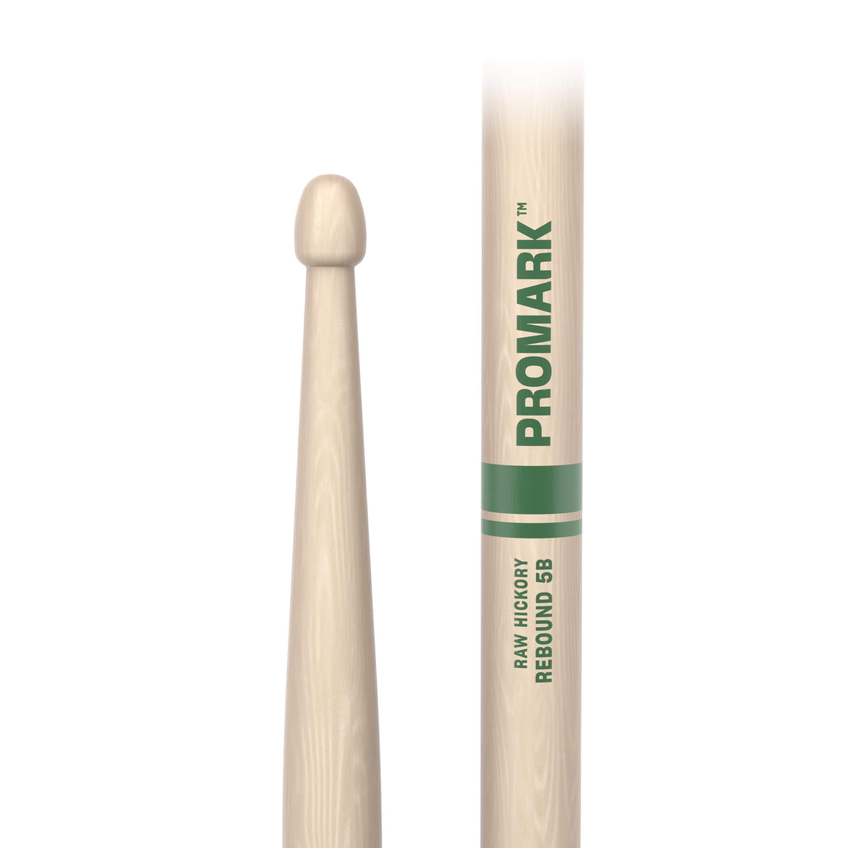 Promark 5B Rebound Raw Hickory Wood Tip Drumsticks - Image 2