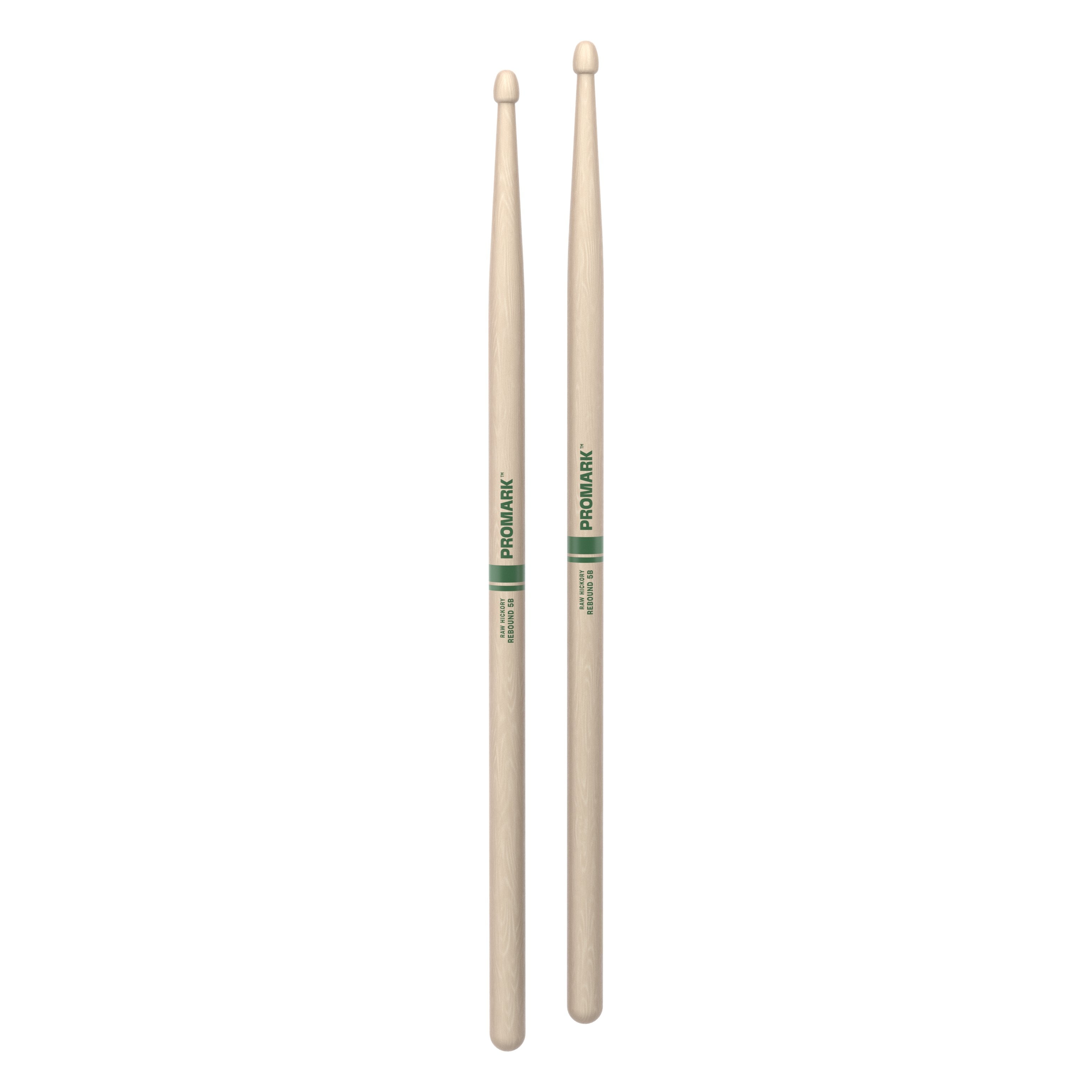 Promark 5B Rebound Raw Hickory Wood Tip Drumsticks - Image 3