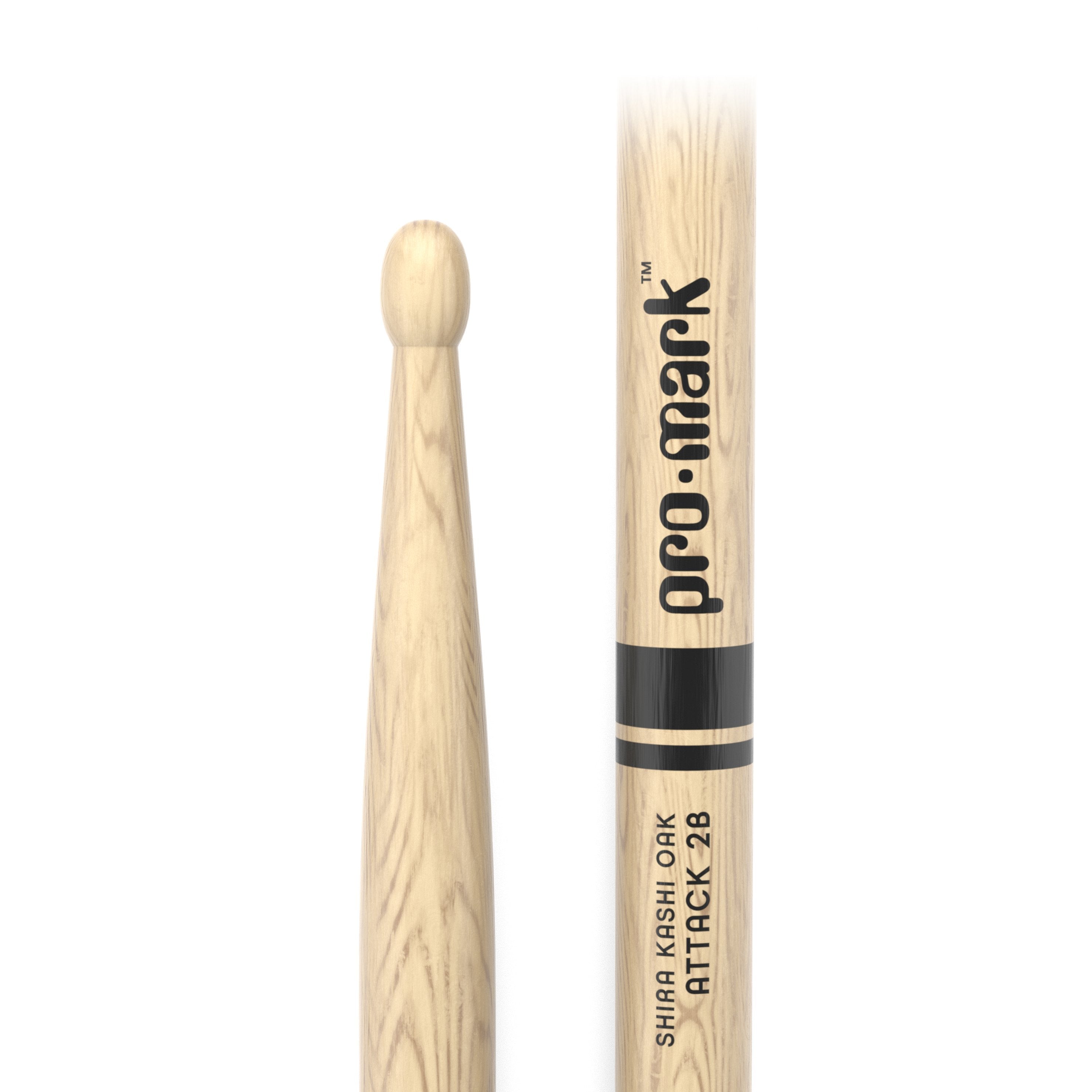 Promark PW2BW Classic Attack Shira Kashi Oak 2B Wood Tip Drumsticks - Image 2