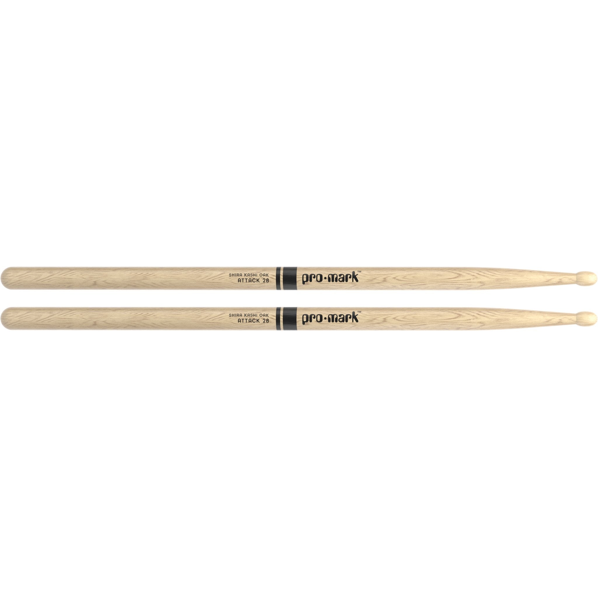 Promark PW2BW Classic Attack Shira Kashi Oak 2B Wood Tip Drumsticks Pair