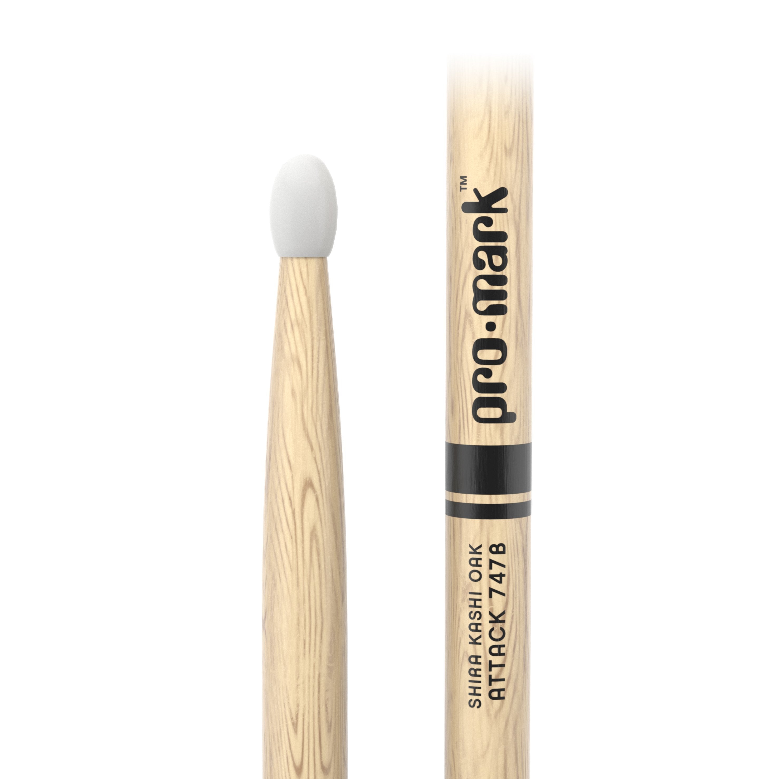 Promark PW747BN Japanese Oak Super Rock Nylon Tip Drumsticks - Image 2
