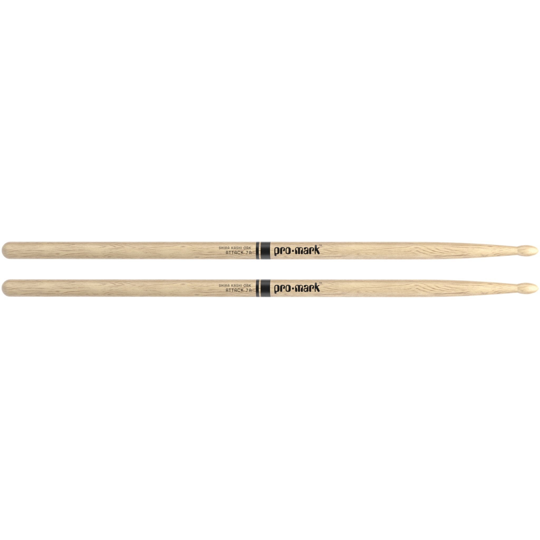 Promark PW7AW Classic Attack Shira Kashi Oak 7A Wood Tip Drumsticks Pair
