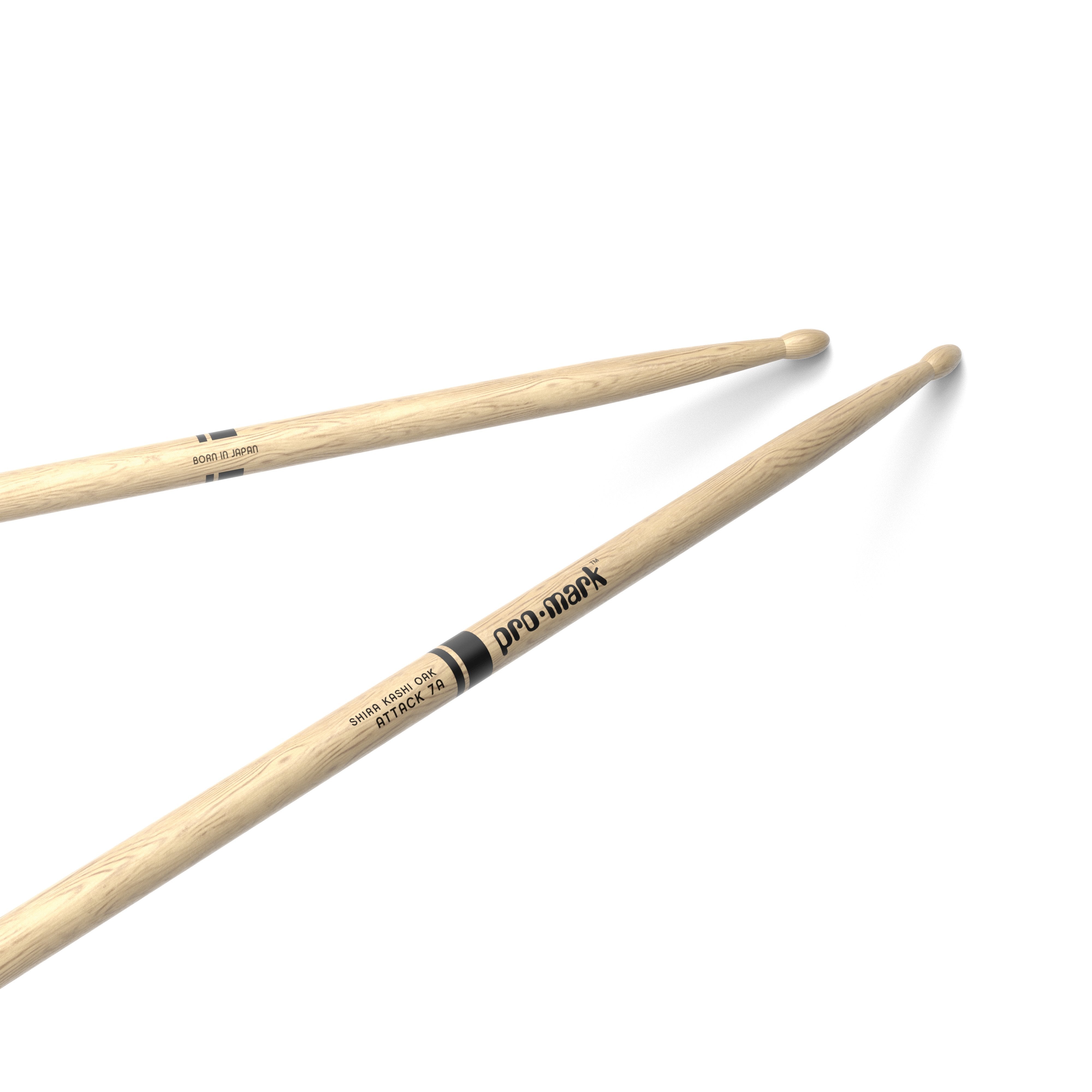 Promark PW7AW Classic Attack Shira Kashi Oak 7A Wood Tip Drumsticks - Image 1