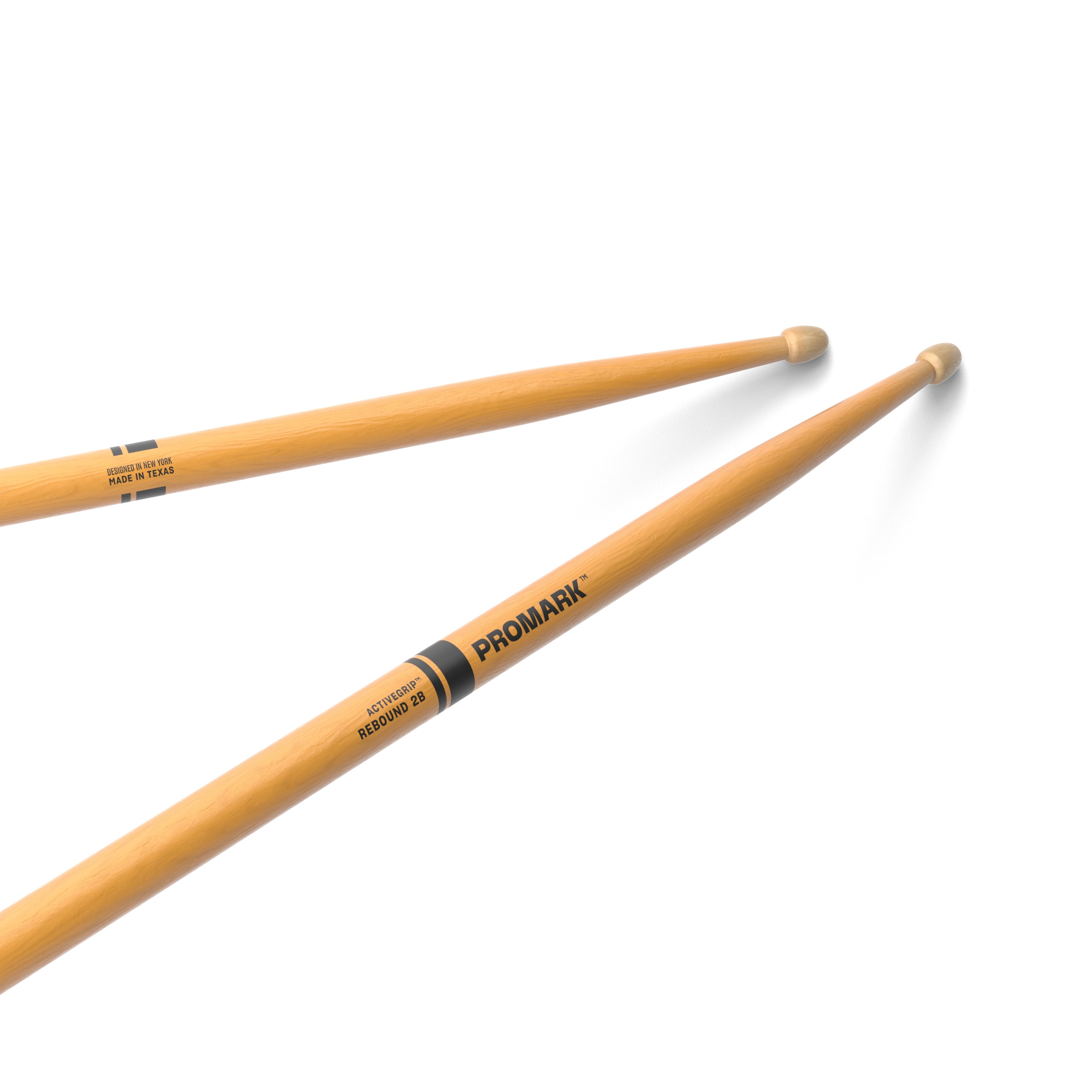 Promark Rebound 2B ActiveGrip Clear Hickory Acorn Wood Tip Drumsticks - Image 1