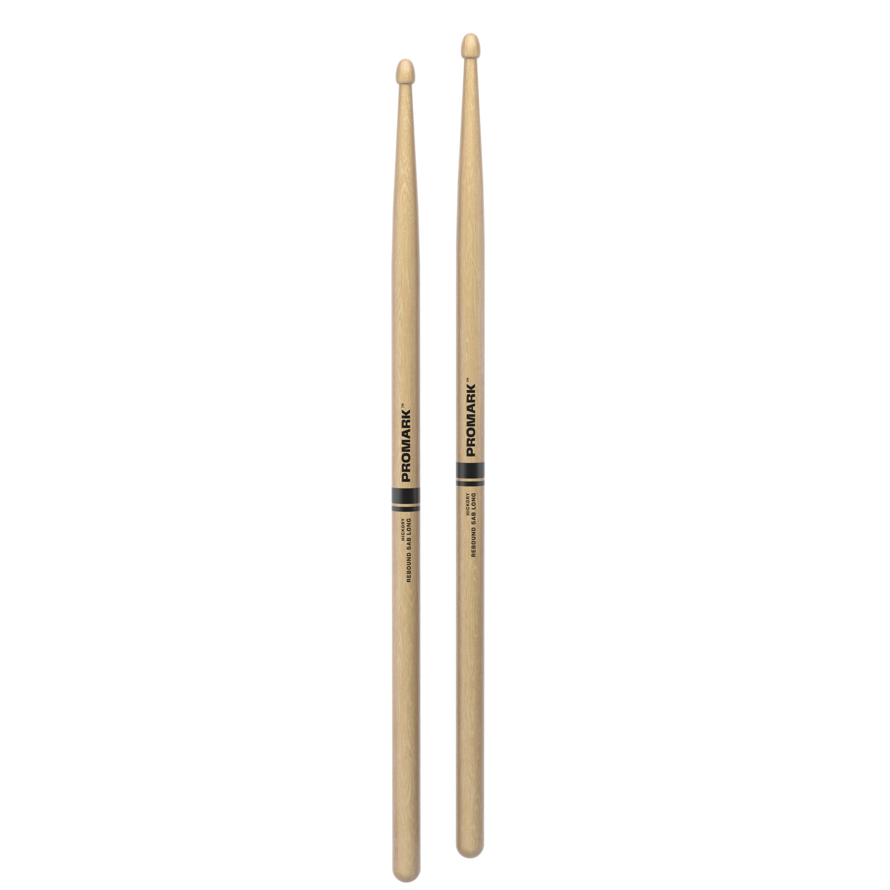Promark Rebound 5AB Long Hickory Drumsticks - Acorn Wood Tip - Image 3