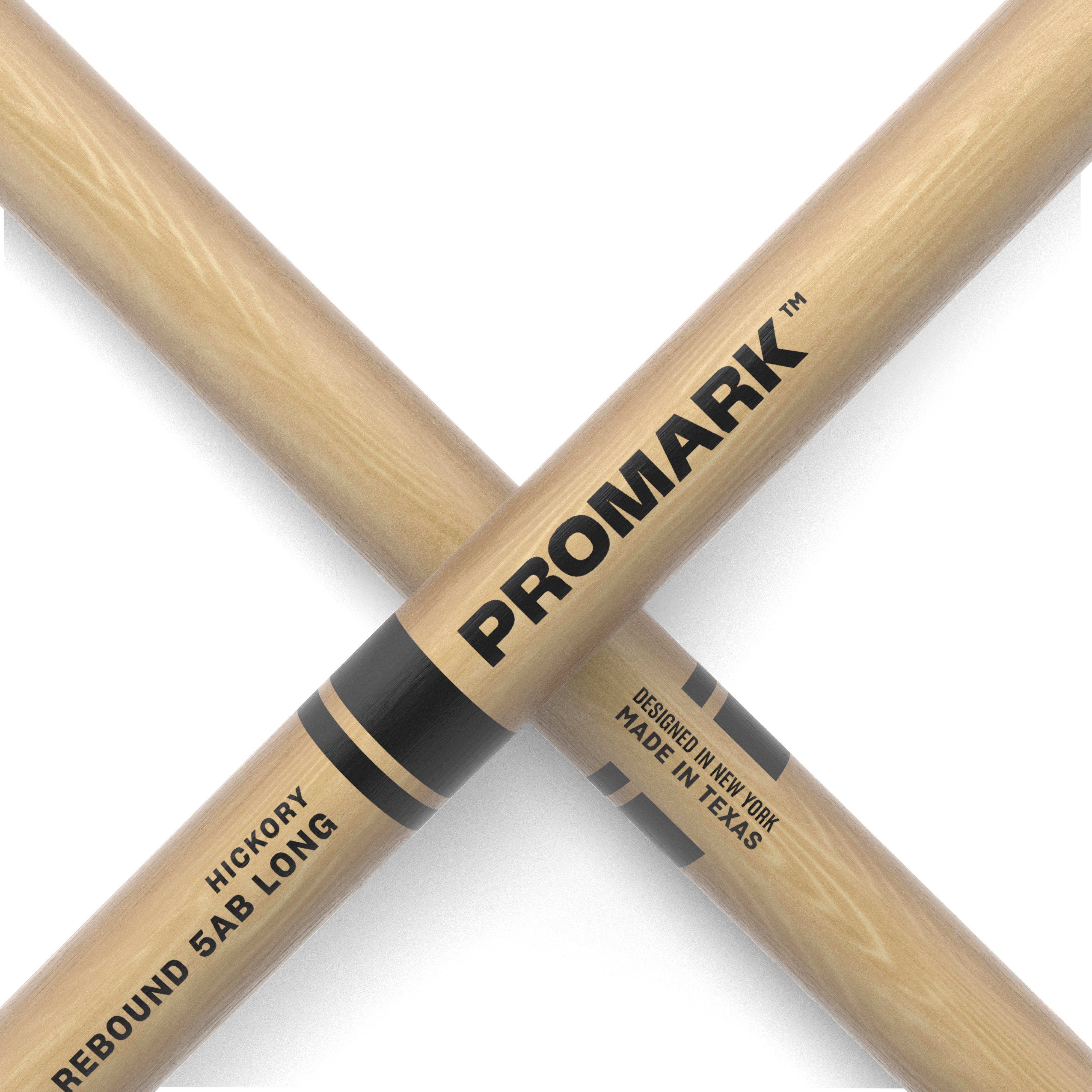 Promark Rebound 5AB Long Hickory Drumsticks - Acorn Wood Tip - Image 4