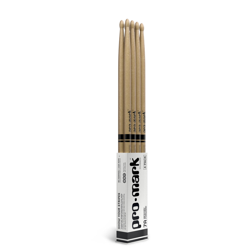 Promark TX7AW Classic Forward 7A Wood Tip Drumsticks - 4 Pack | Steve ...