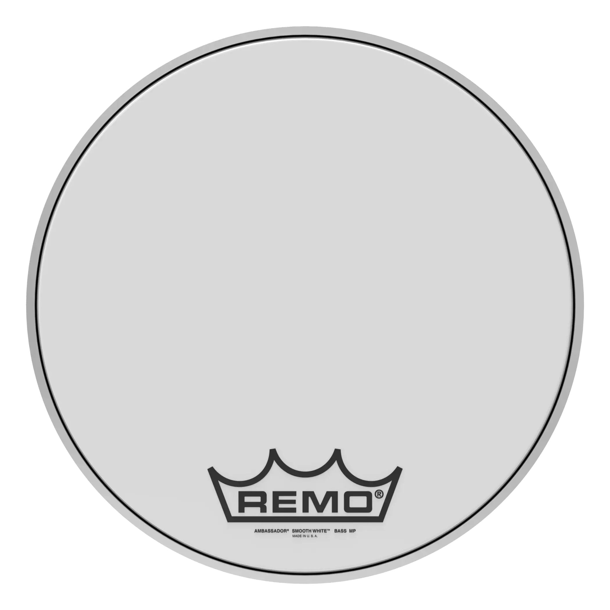 Remo Ambassador Smooth White Crimplock Marching Bass Drumhead - 16"