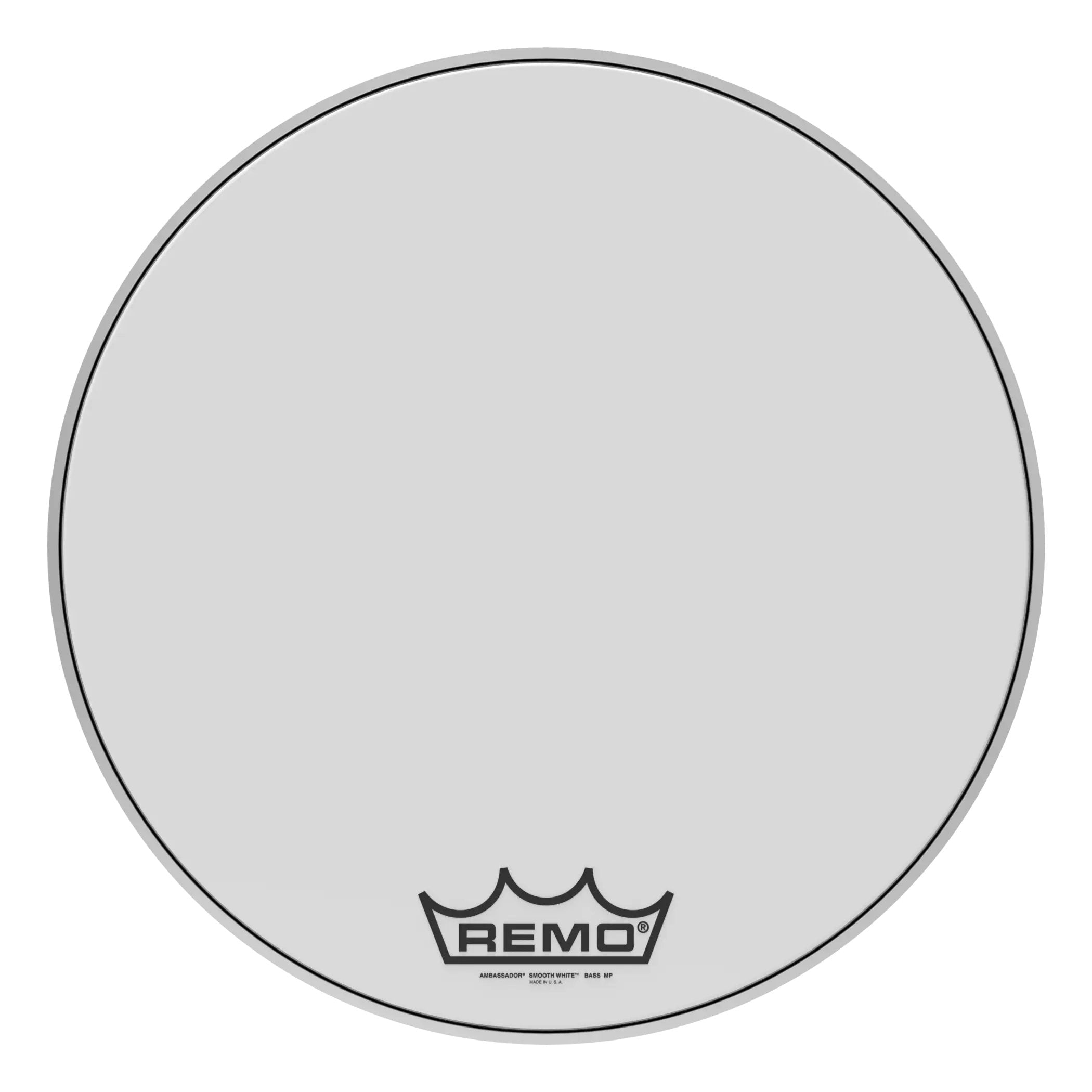 Remo Ambassador Smooth White Crimplock Marching Bass Drumhead - 22"