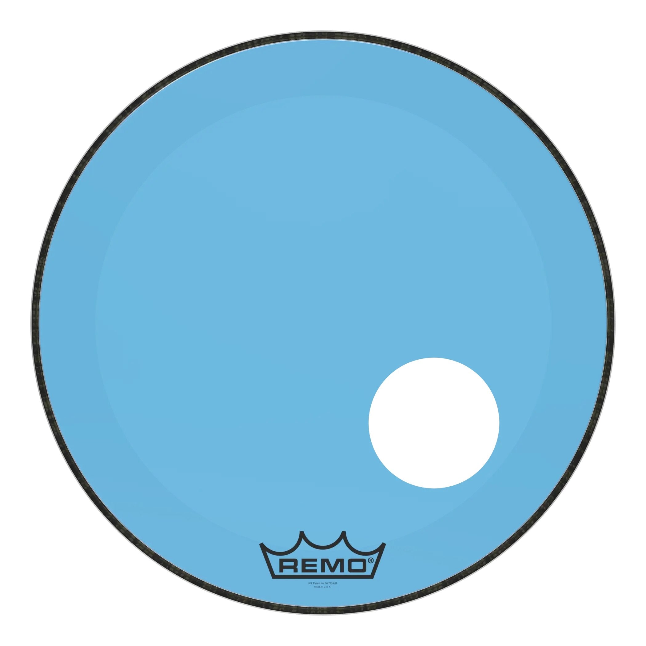 Remo Powerstroke P3 Colortone Blue Bass Drumhead - Offset Hole - 22"