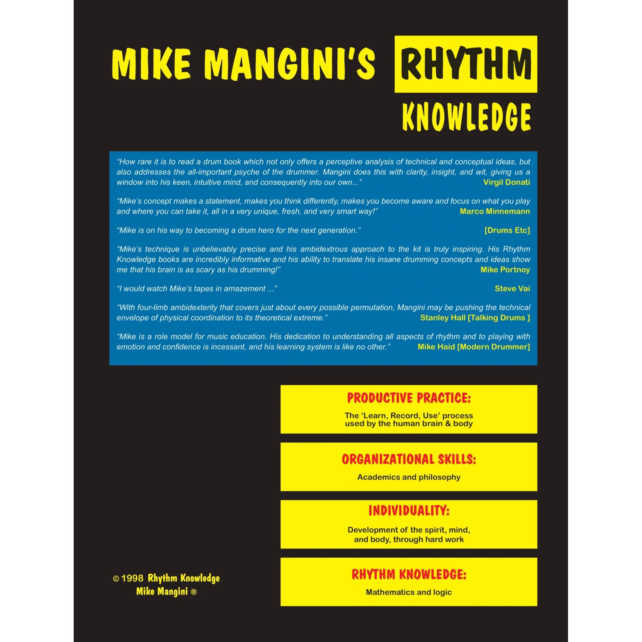 Rhythm Knowledge Volume 2 by Mike Mangini Back Cover