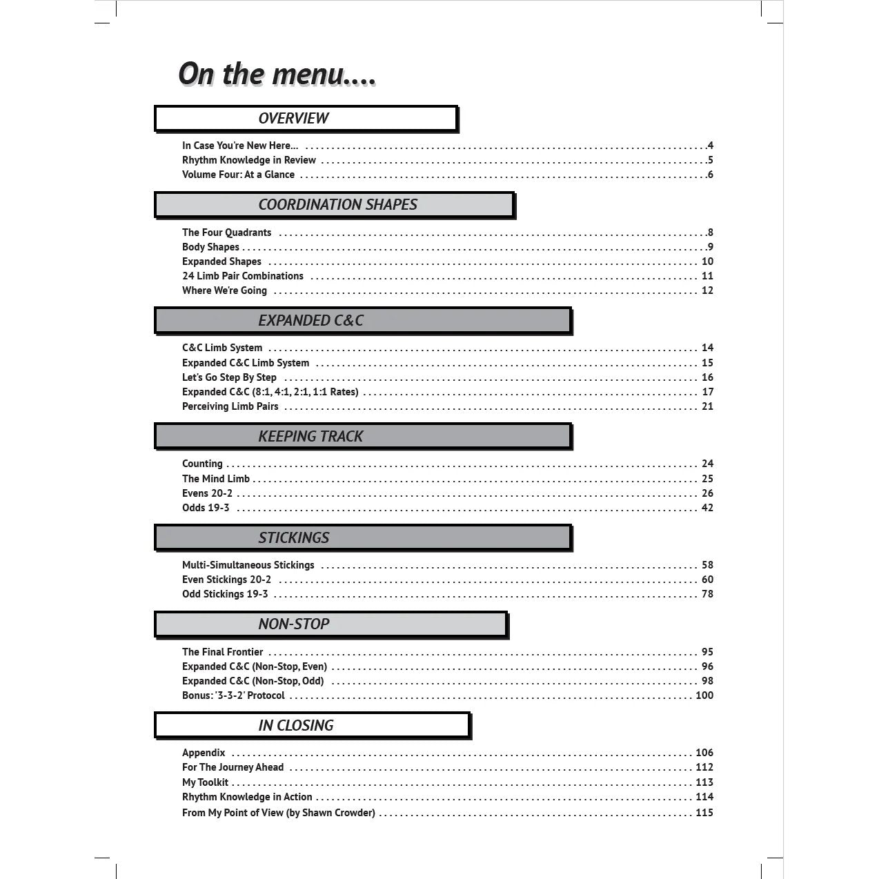 Rhythm Knowledge Volume 3 by Mike Mangini Table of Contents
