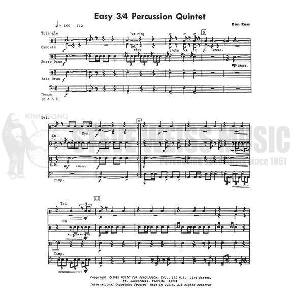 Ross-Easy 3/4 Percussion Quintet-P/2T(2S)