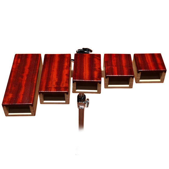 Rustic Percussion Set of 5 Padouk Temple Blocks