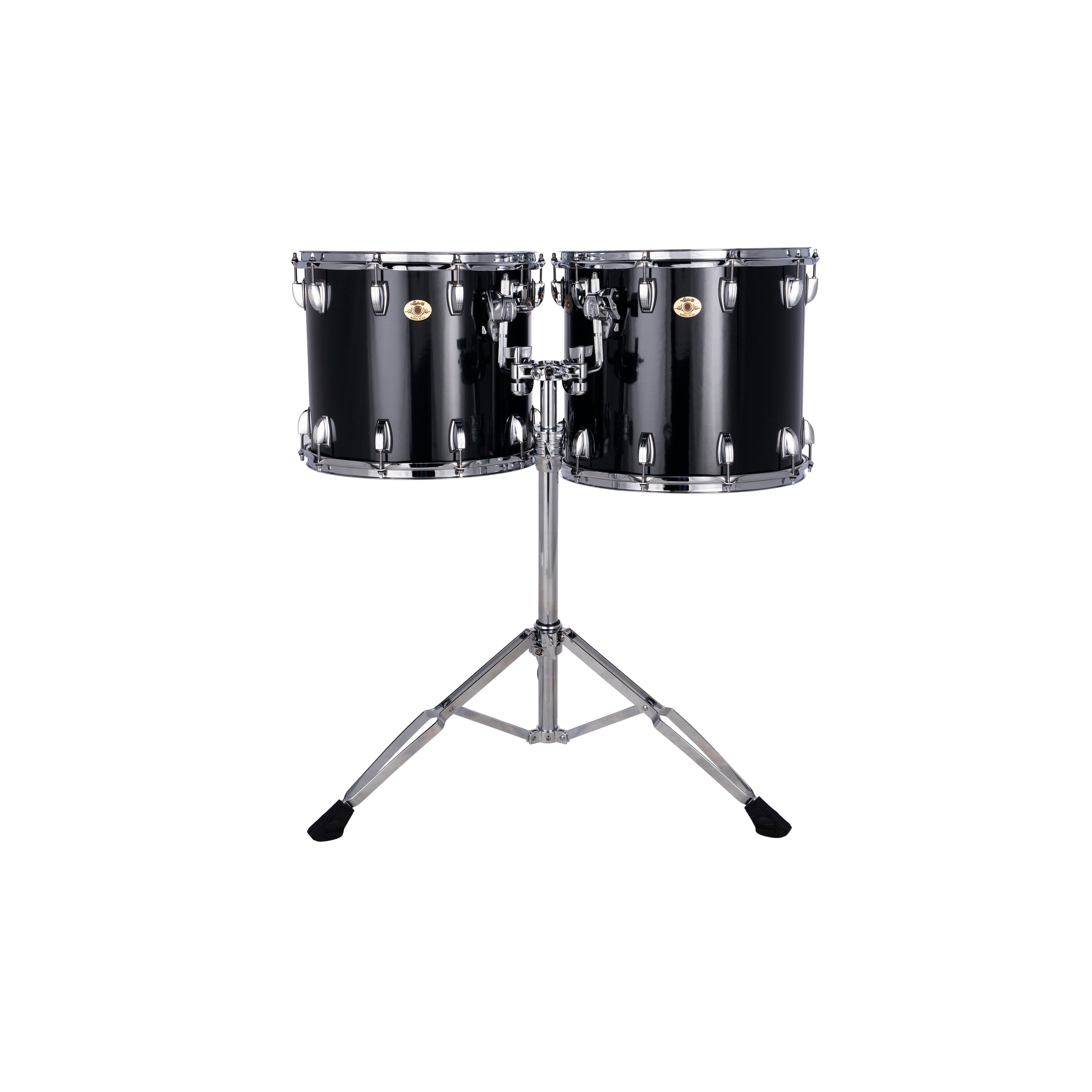 Set of 2 Ludwig Double-headed Concert Toms with LAP441TS Stand - 15"/16" - Black Cortex