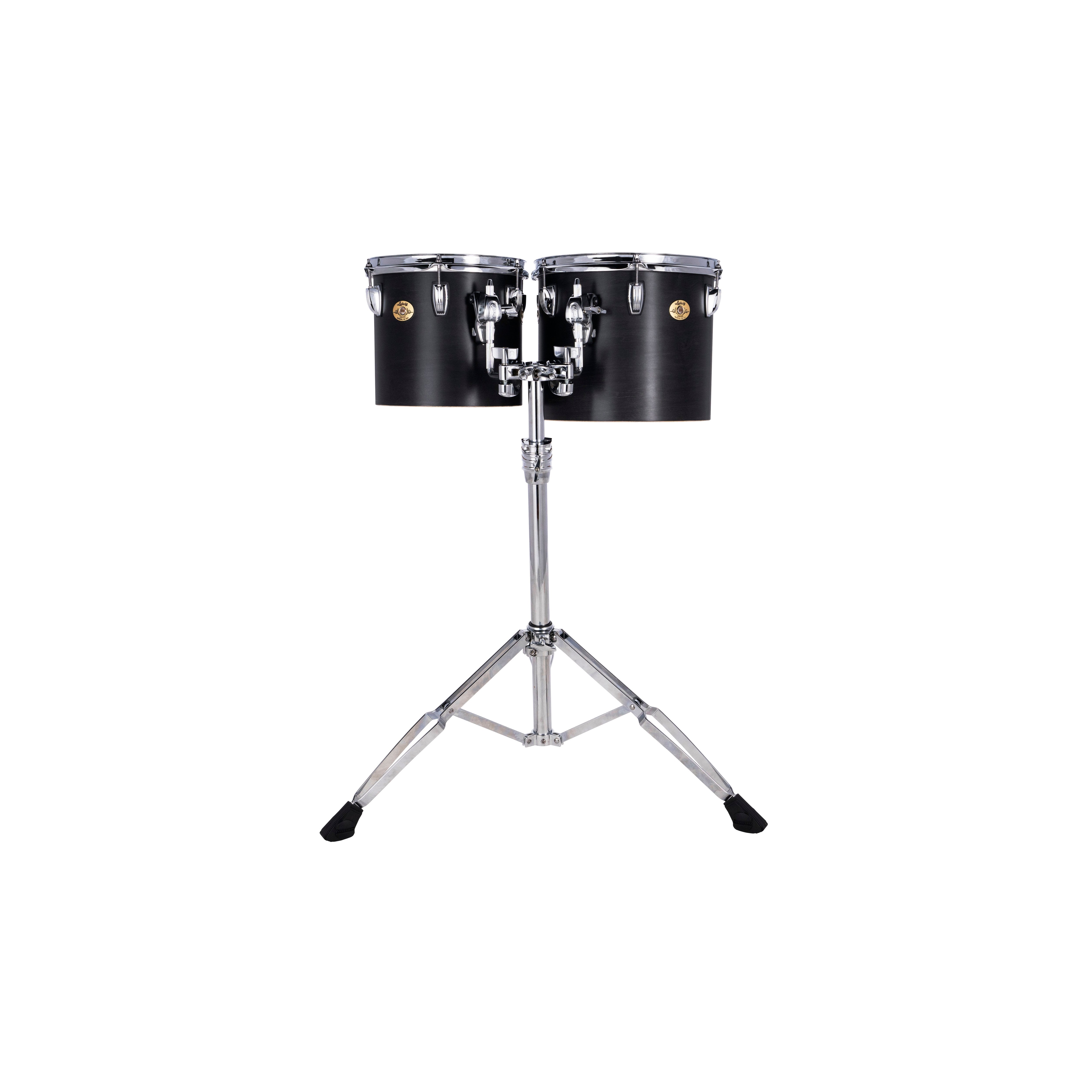 Set of 2 Ludwig Single-headed Concert Toms with LAP441TS Stand - 10"/12" - Black Cortex