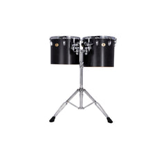 Set of 2 Ludwig Single-headed Concert Toms with LAP441TS Stand - 13"/14" - Black Cortex