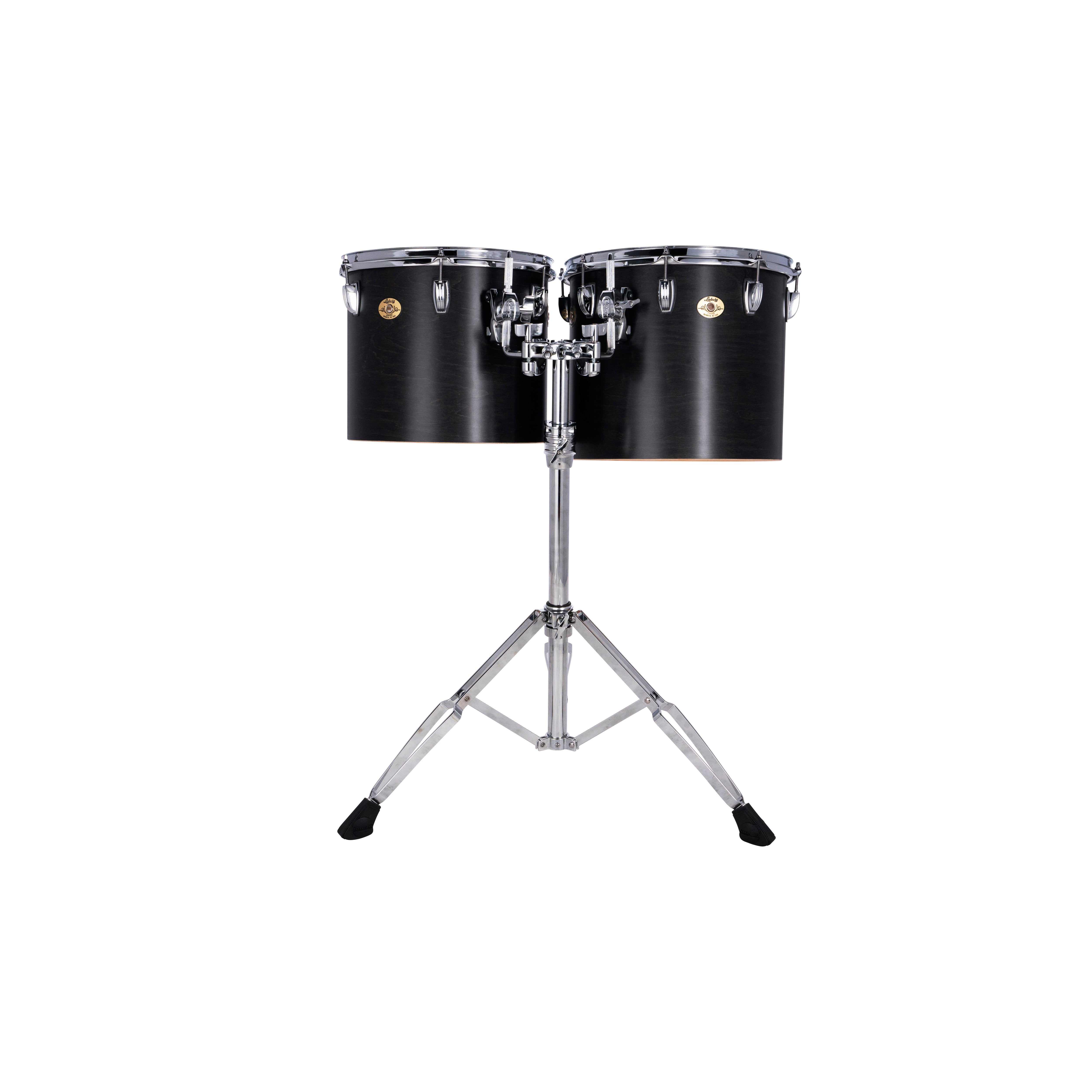 Set of 2 Ludwig Single-headed Concert Toms with LAP441TS Stand - 13"/14" - Black Cortex