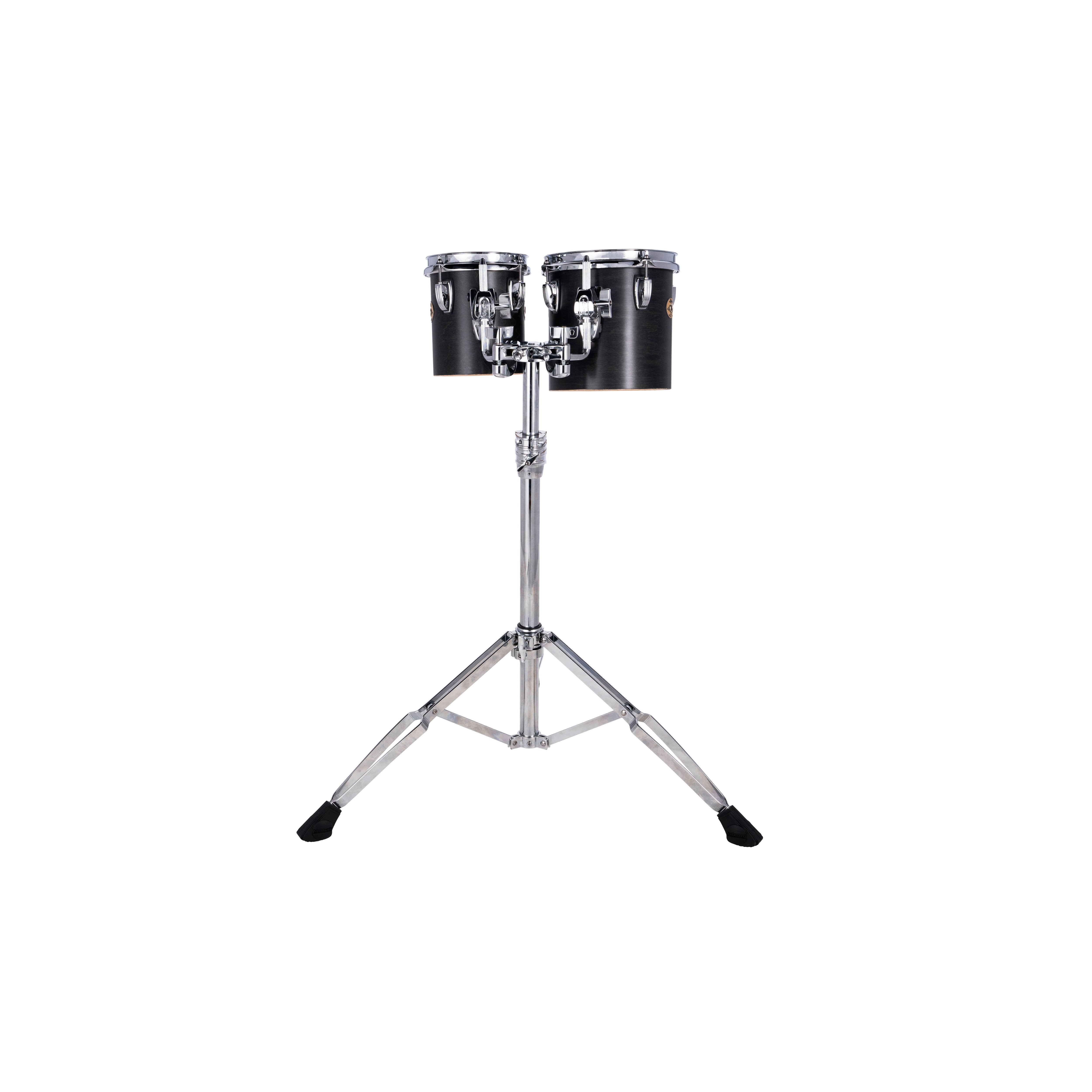 Set of 2 Ludwig Single-headed Concert Toms with LAP441TS Stand - 6"/8" - Black Cortex