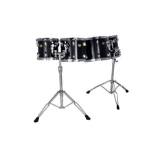 Set of 4 Ludwig Double-headed Concert Toms with LAP441TS Stands - 10"/12"/13"/14" - Black Cortex - Image 1