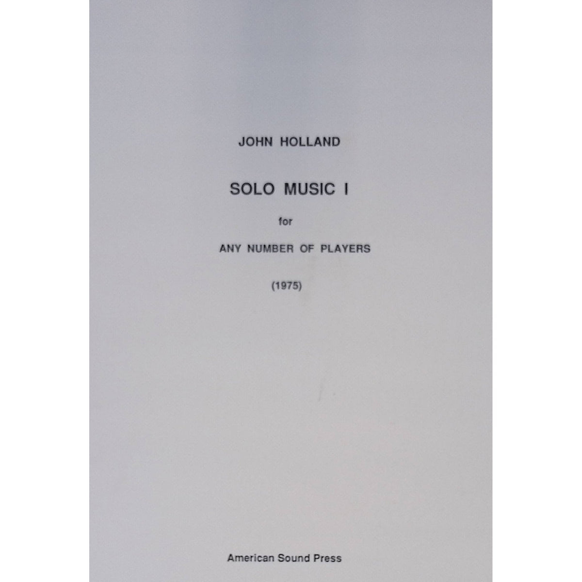 Solo Music 1 by John Holland