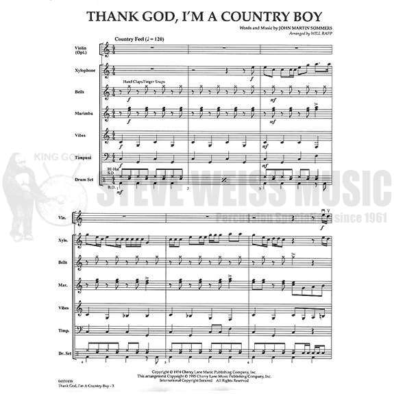 Sommers-Thank God I'm a Country Boy(SP)-Rapp -B/V/X/M/4T/D-op