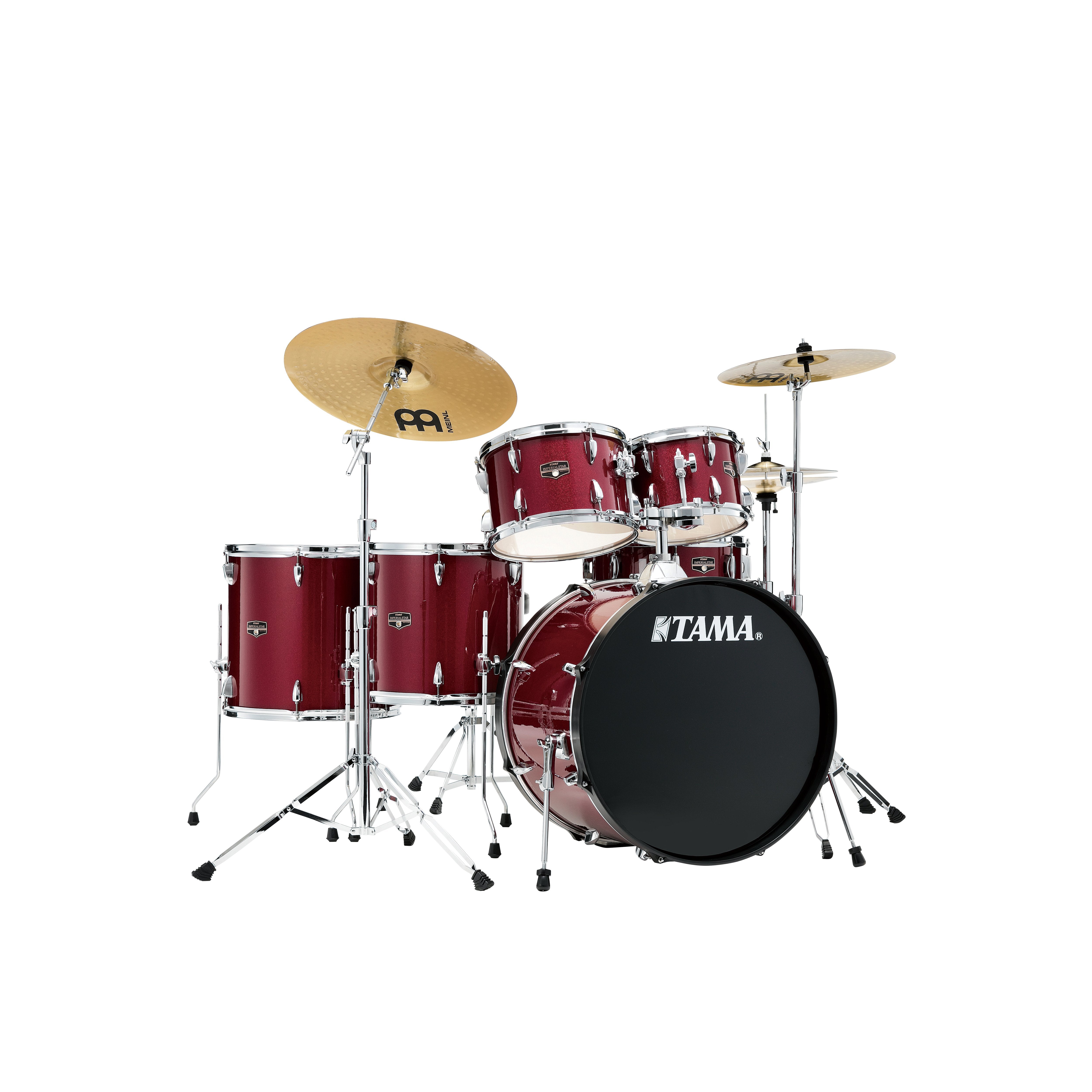 Tama Imperialstar 6-piece Drum Set with Hardware and Meinl HCS Cymbals - 22" Bass Drum - Candy Apple Mist