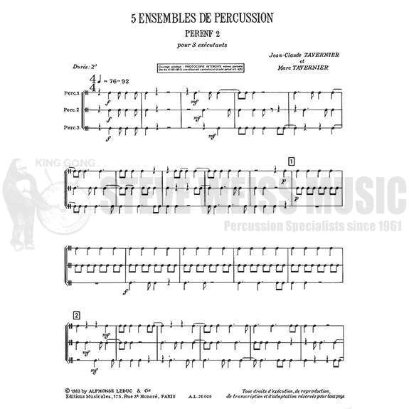Tavernier-Cinq Ensembles de Percussion Perenf 2