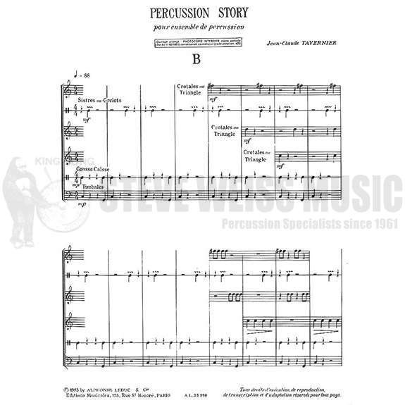 Tavernier-Percussion Story B(2S)-P/X/B/V/T