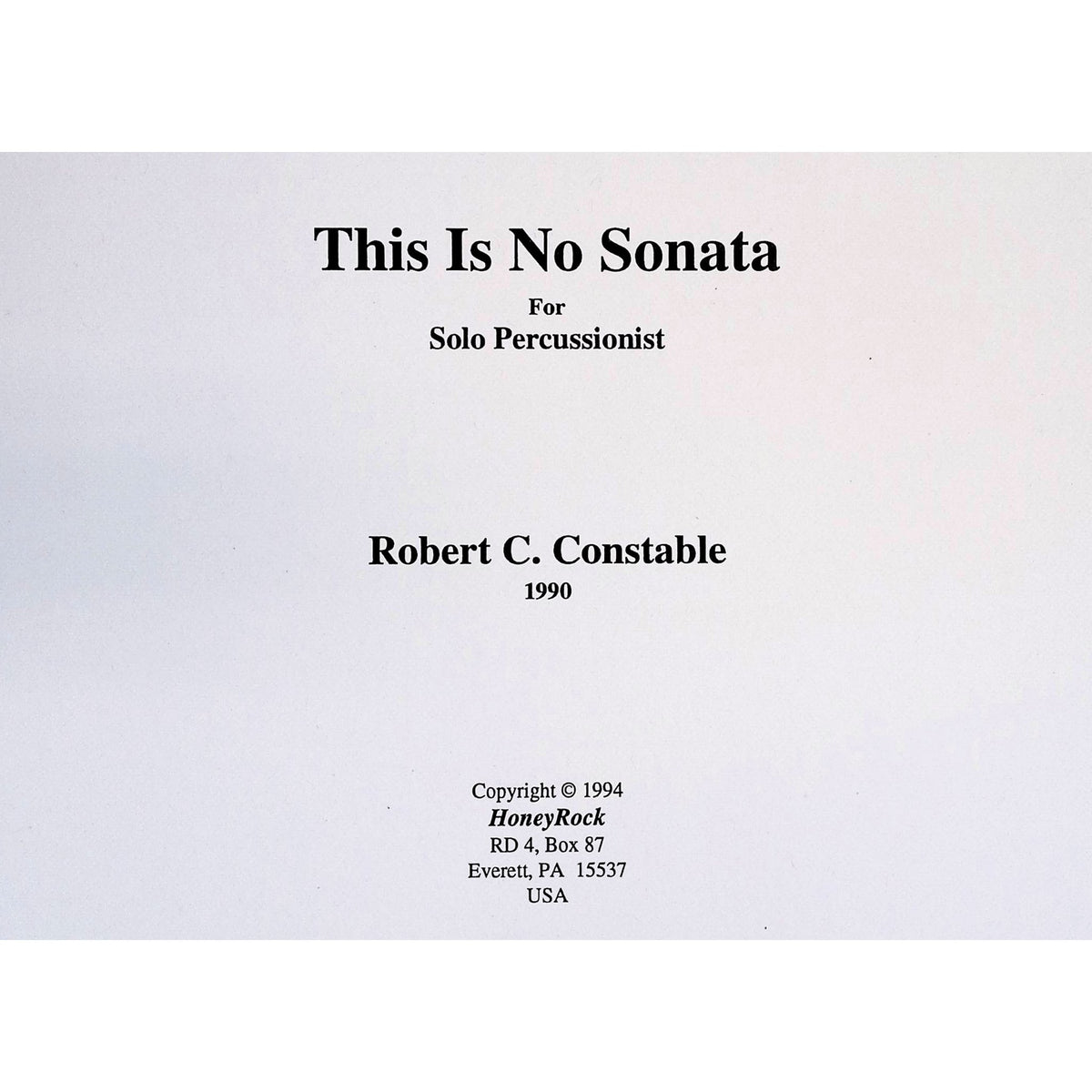 This Is No Sonata by Robert Constable