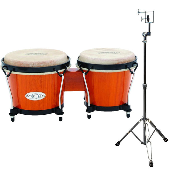 Toca Synergy Wood Bongos with Stand - Amber | Steve Weiss Music