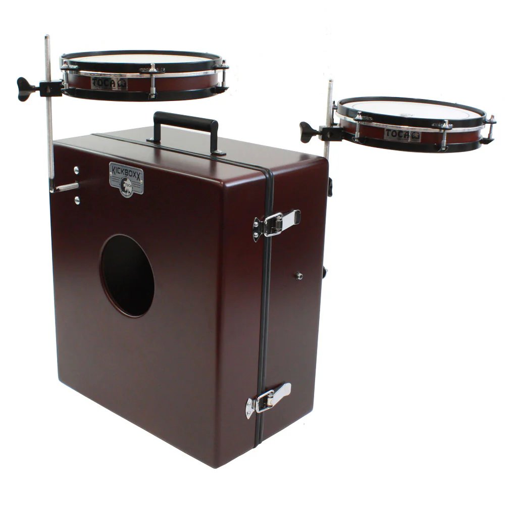 Toca Kickboxx Suitcase Drum Set with Liberty One Bass Drum Pedal Front