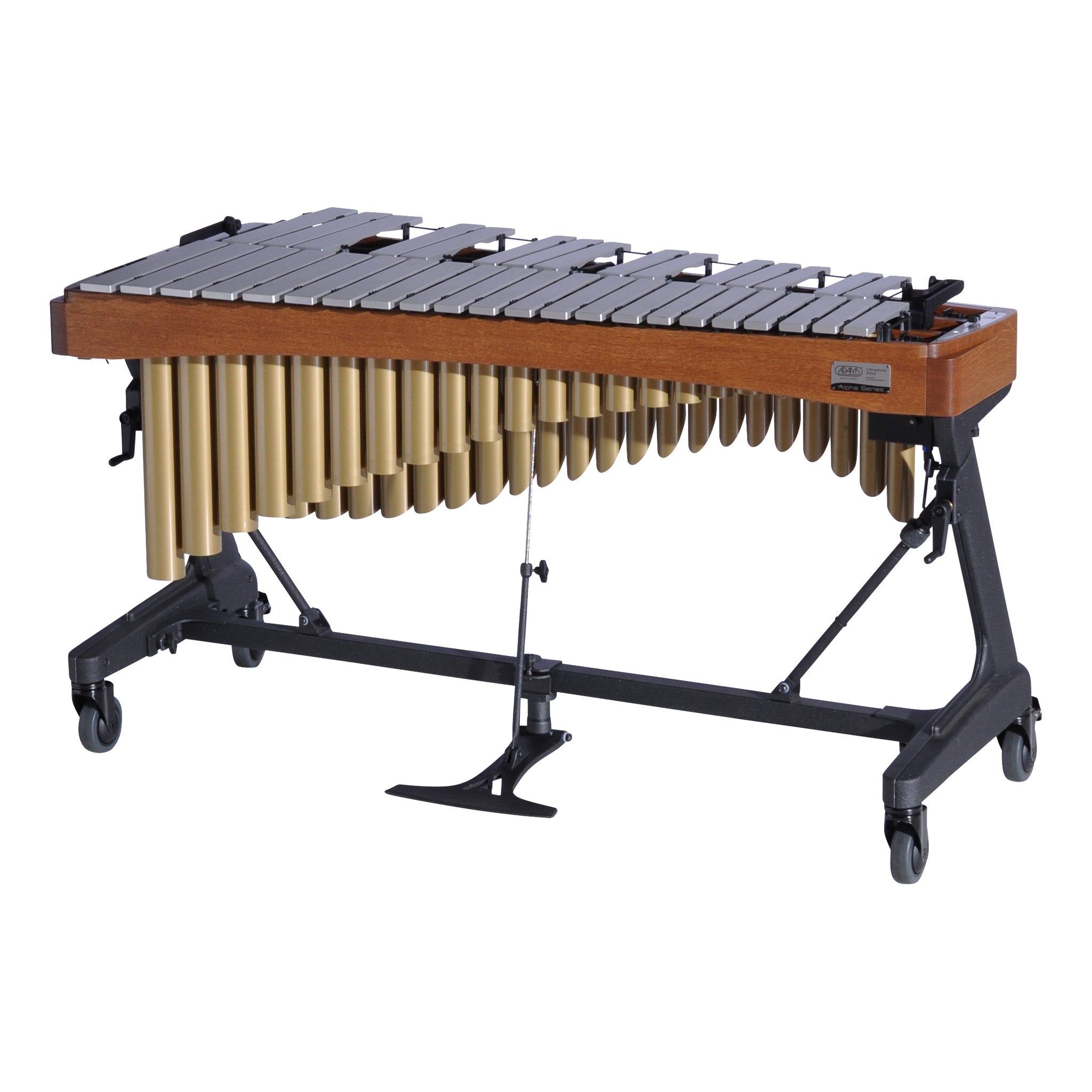 Adams Alpha Vibraphone with Silver Bars, Gold Resonators and Walnut Rails Players Side