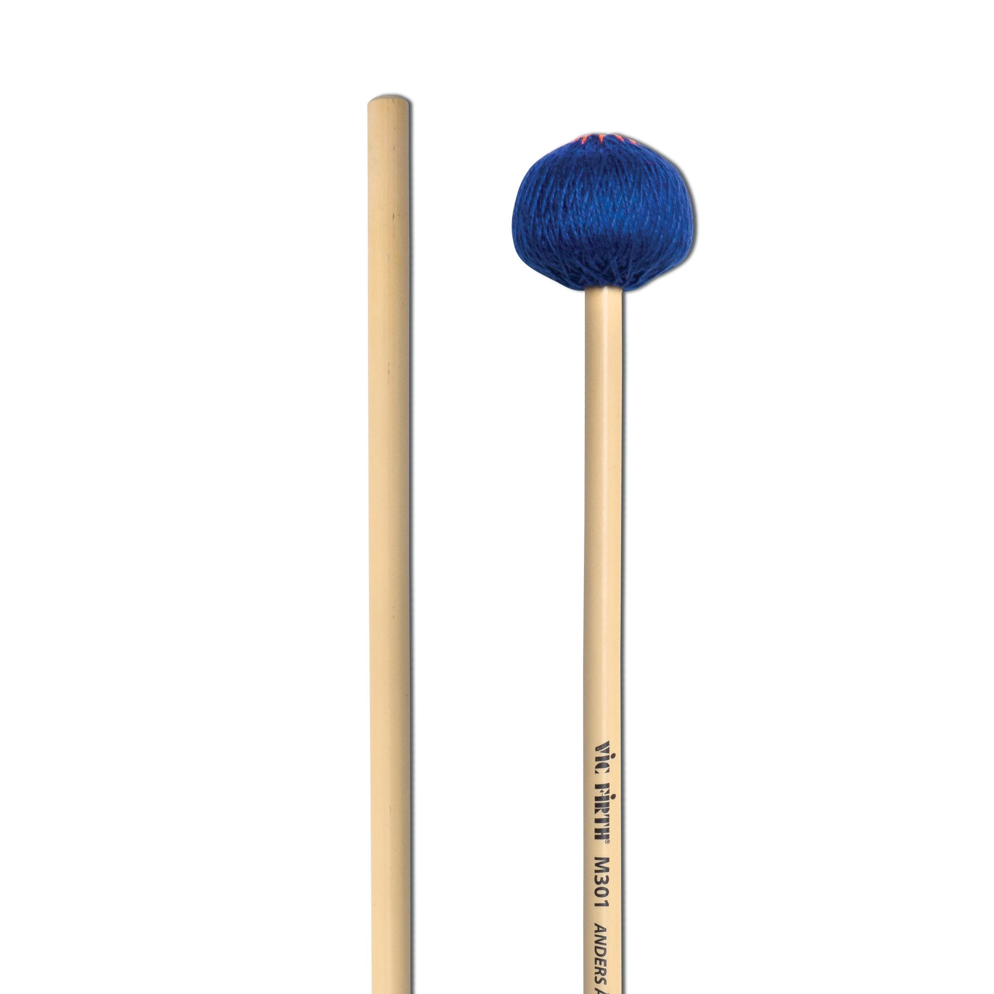 Vic Firth Anders Astrand Blue Series M301 Medium Soft Marimba Mallets - Image 3
