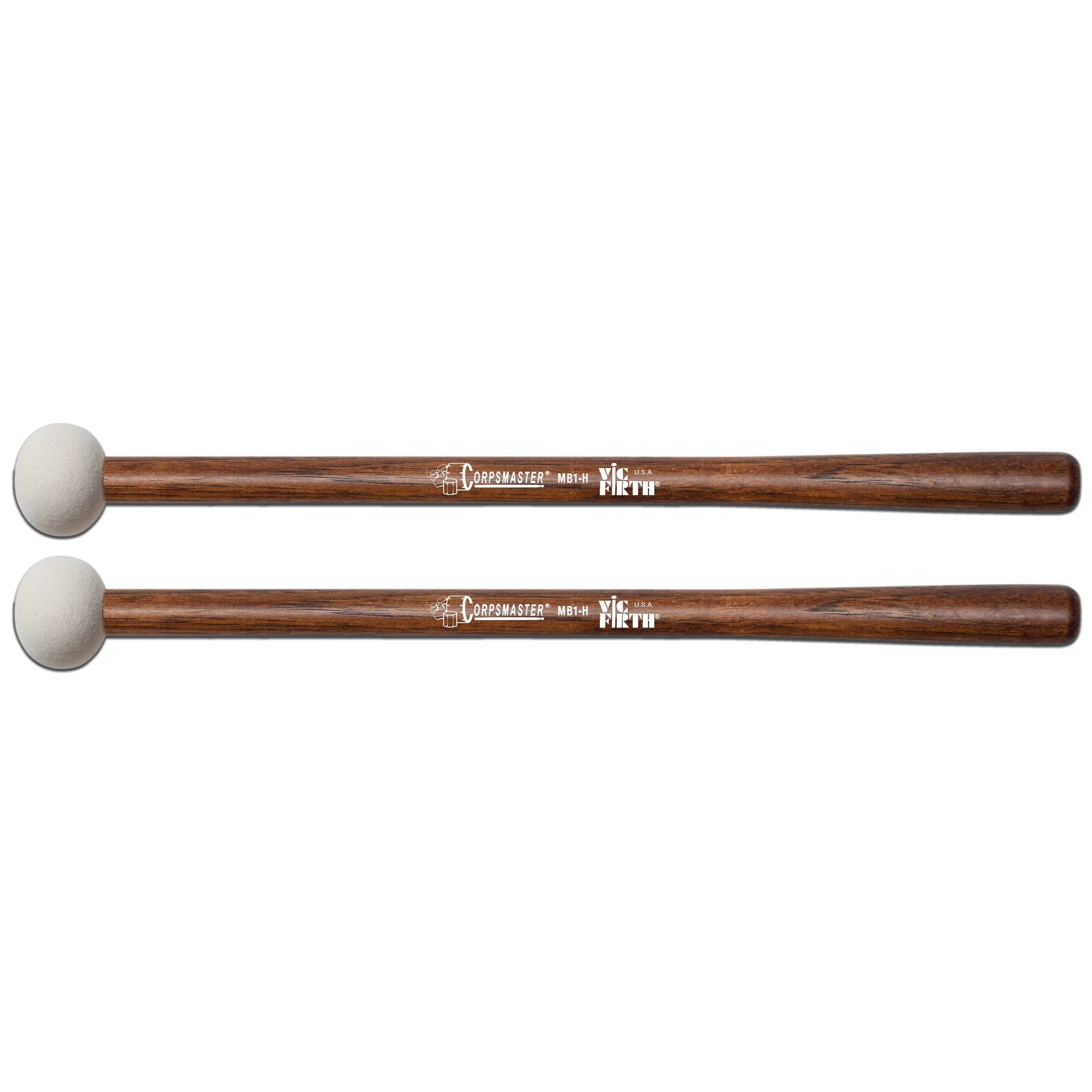 Vic Firth Corpsmaster MB1H Hard Bass Drum Mallets - Small - Image 1