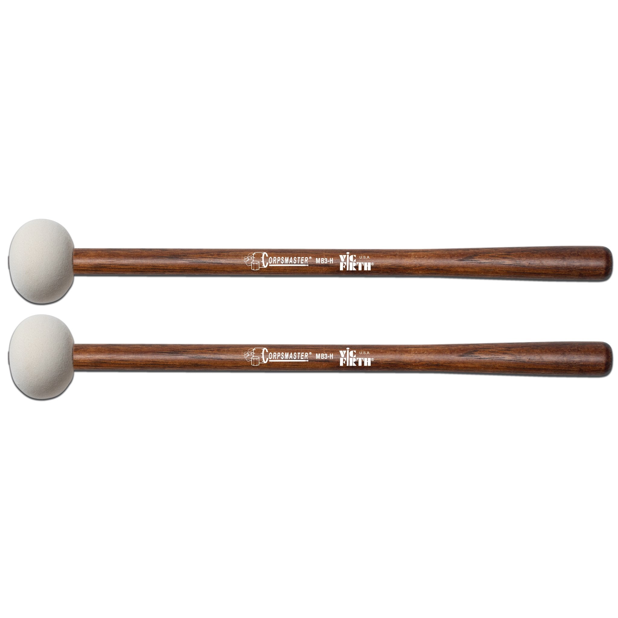 Vic Firth Corpsmaster MB3H Hard Bass Drum Mallets - Large - Image 1