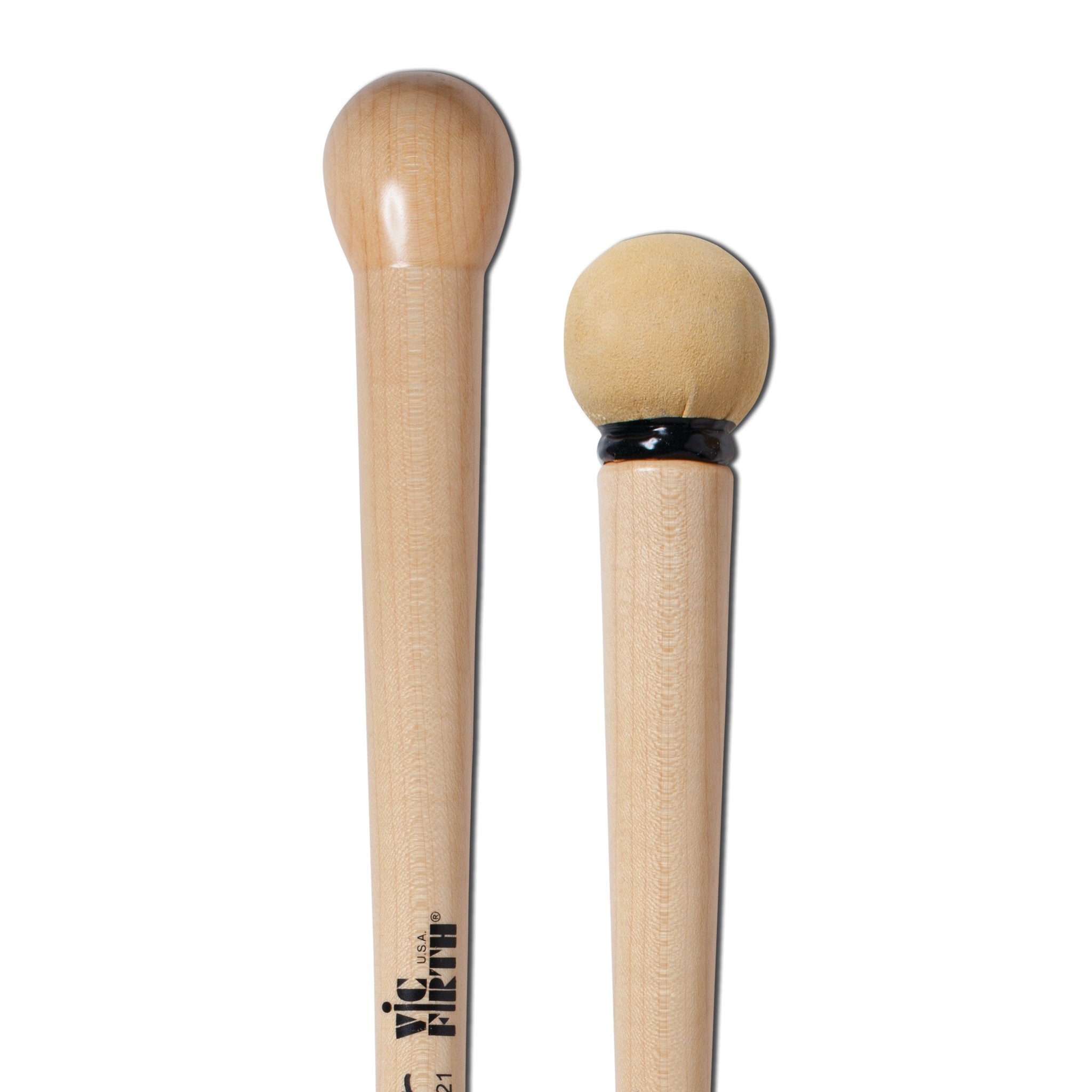 Vic Firth Tom Gauger TG21 Bass Drum Mallets - Chamois/Wood (pair) - Image 3