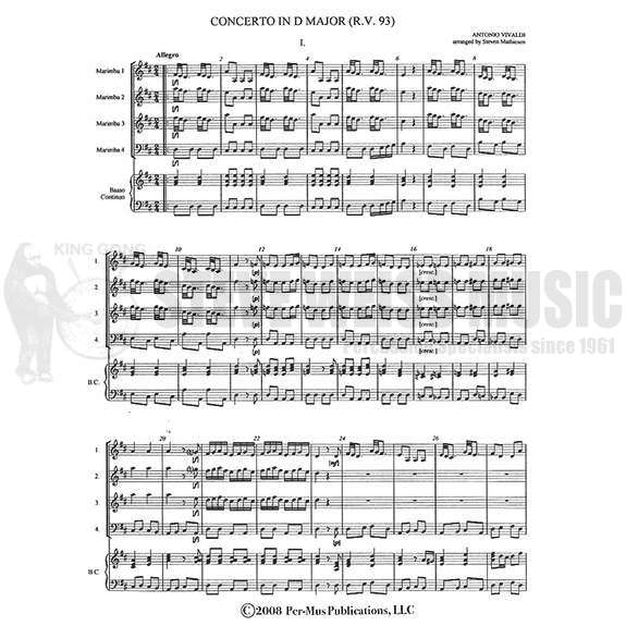 Vivaldi-Concerto in D Major RV 93 arr. Mathiesen (SP)-2M/BC