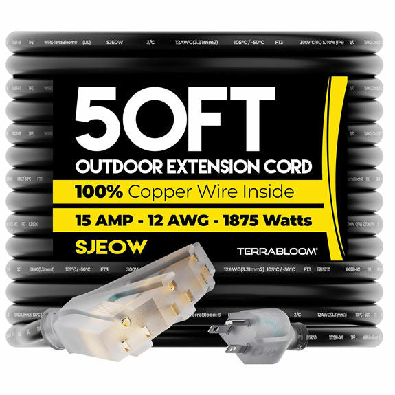 Weiss 50ft Extension Cord - Triple Outlet - Black