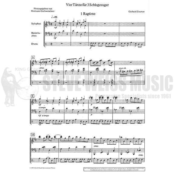 Zeumer-Four Dances for 3 Percussionist(S-n3)